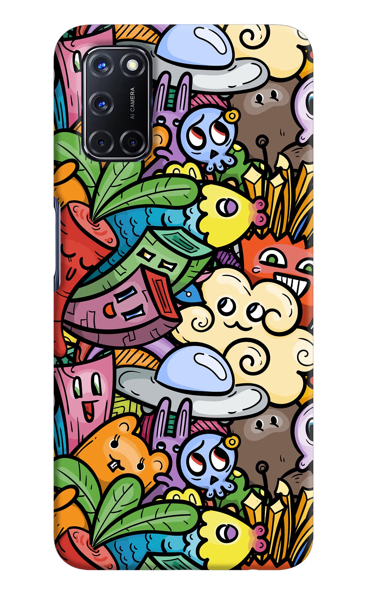 Veggie Doodle Oppo A52 Back Cover - Veggie Doodle Oppo A52 Hard Case Back Cover by Casekaro Veggie Doodle Oppo A52 Hard Case Back Cover by Casekaro