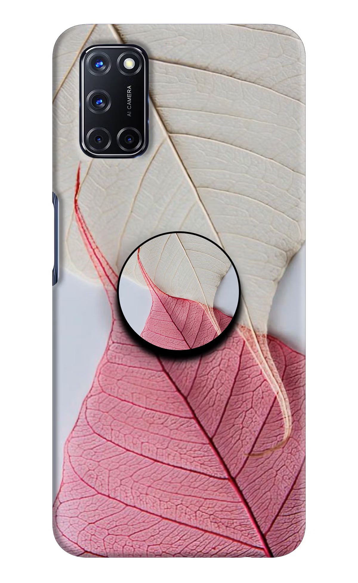 White Pink Leaf Oppo A52 Pop Case - White Pink Leaf Oppo A52 Pop Case by Casekaro White Pink Leaf Oppo A52 Pop Case by Casekaro