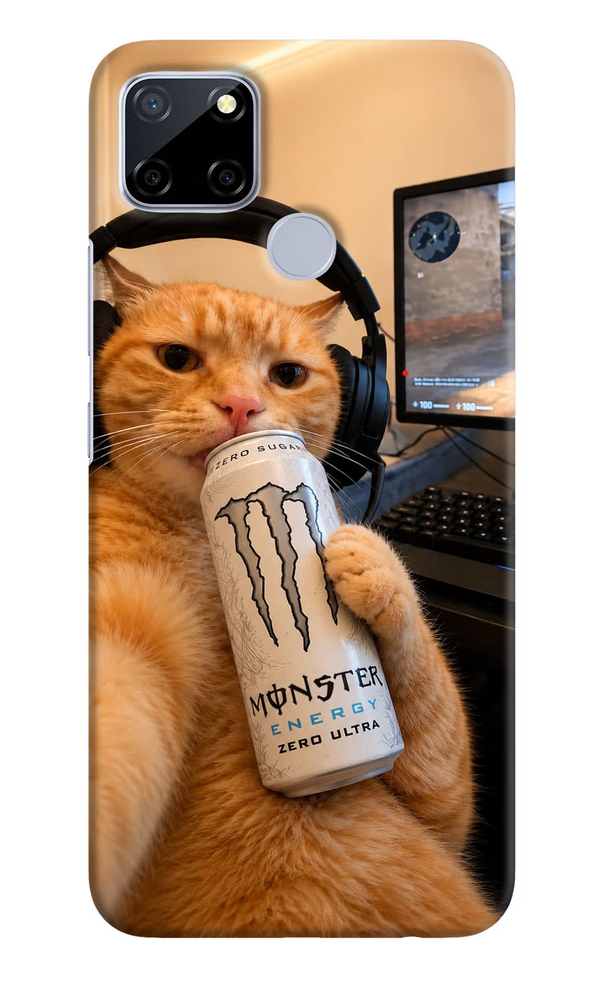 Gamer Cat Energy Realme C12/Narzo 20 Back Cover - Gamer Cat Energy Realme C12/Narzo 20 Back Cover Gamer Cat Energy Realme C12/Narzo 20 Back Cover