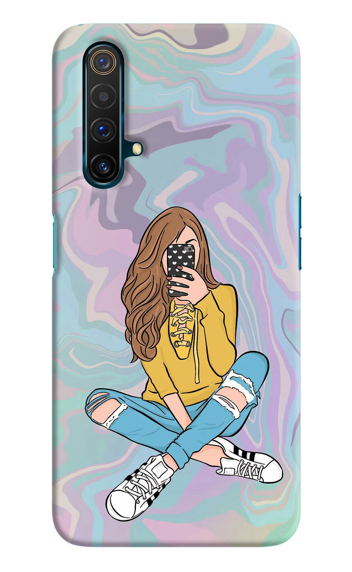 Selfie Girl Realme X3 Back Cover - Selfie Girl Realme X3 Hard Case Back Cover by Casekaro Selfie Girl Realme X3 Hard Case Back Cover by Casekaro
