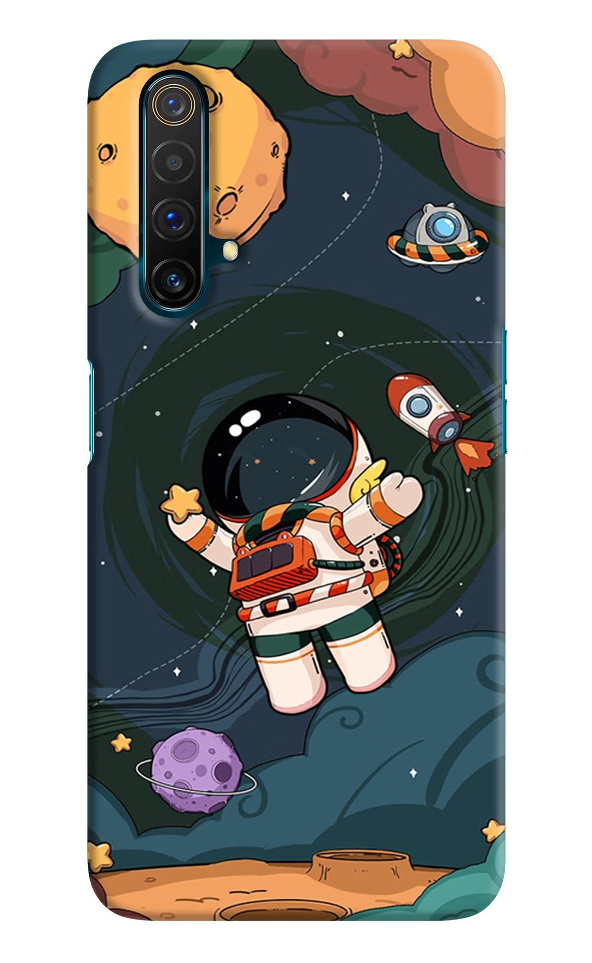Cartoon Astronaut Realme X3 Back Cover - Cartoon Astronaut Realme X3 Hard Case Back Cover by Casekaro Cartoon Astronaut Realme X3 Hard Case Back Cover by Casekaro