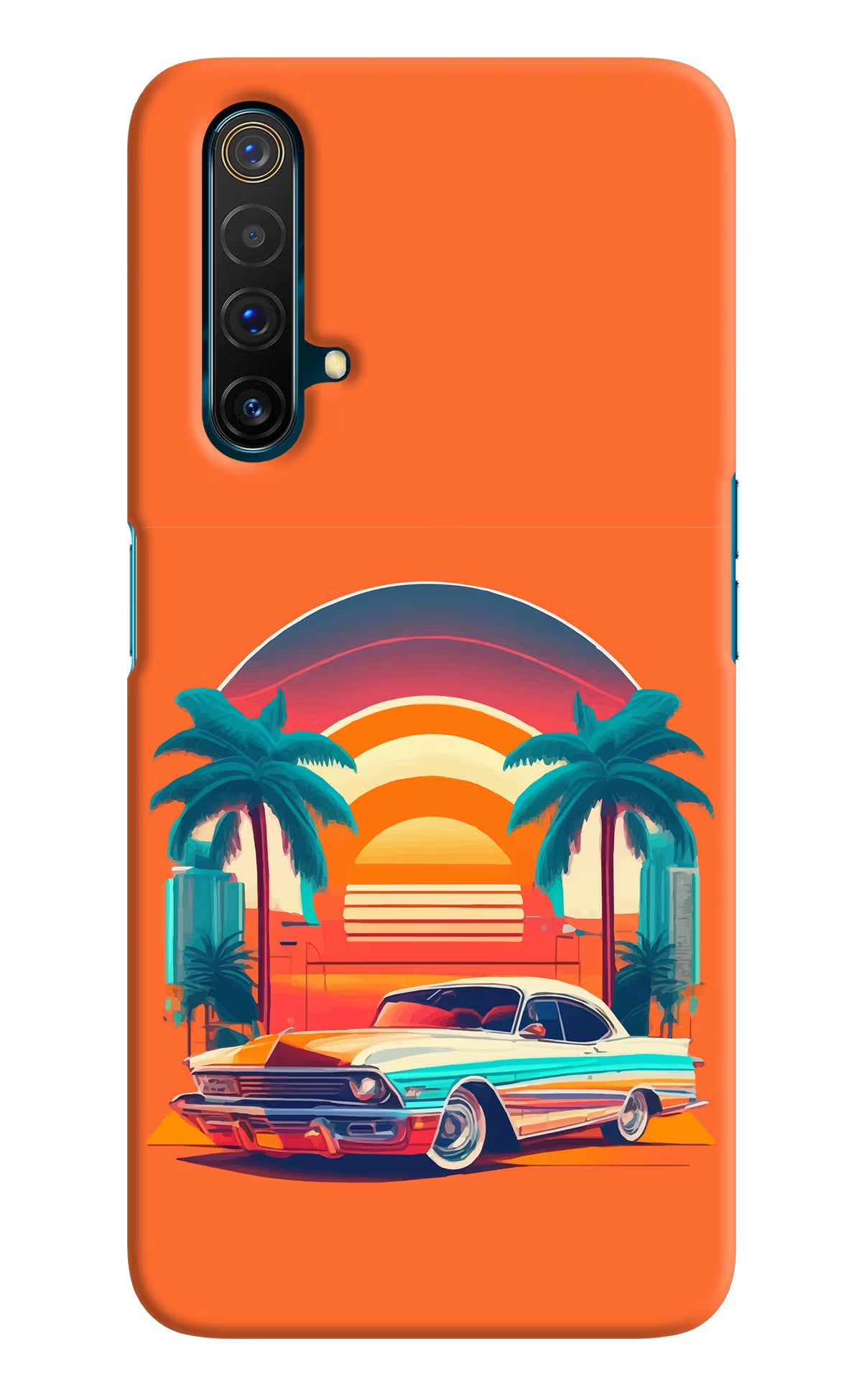 Palm Drive 80s Realme X3 Back Cover - Palm Drive 80s Realme X3 Hard Case Back Cover by Casekaro Palm Drive 80s Realme X3 Hard Case Back Cover by Casekaro