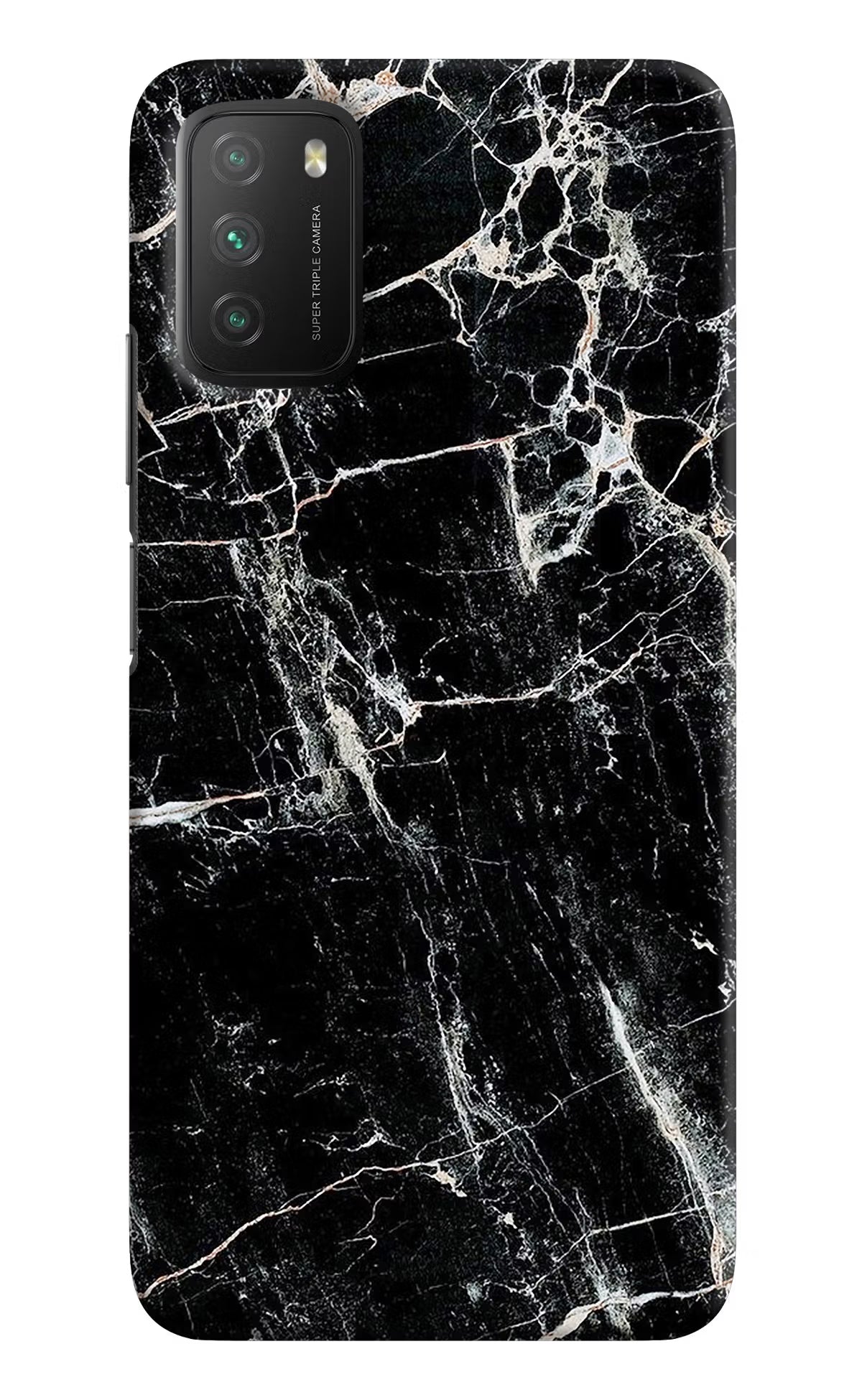 Black Marble Texture Poco M3 Back Cover - Black Marble Texture Poco M3 Hard Case Back Cover by Casekaro Black Marble Texture Poco M3 Hard Case Back Cover by Casekaro