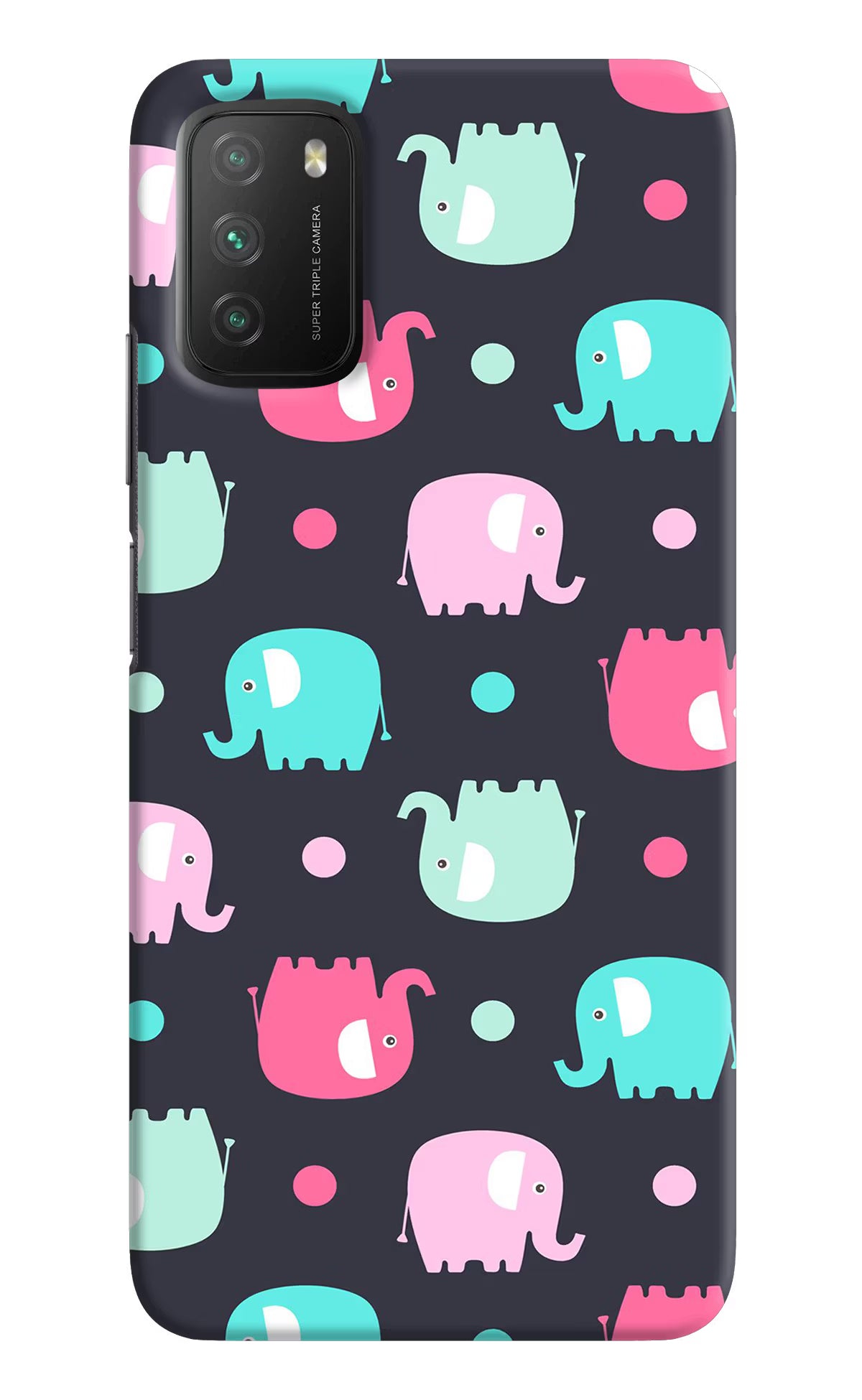 Elephants Poco M3 Back Cover - Elephants Poco M3 Hard Case Back Cover by Casekaro Elephants Poco M3 Hard Case Back Cover by Casekaro