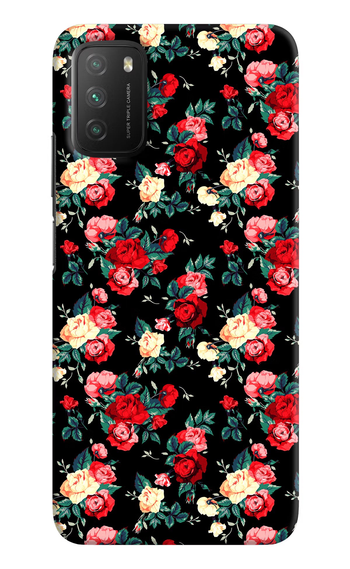 Rose Pattern Poco M3 Back Cover - Rose Pattern Poco M3 Hard Case Back Cover by Casekaro Rose Pattern Poco M3 Hard Case Back Cover by Casekaro