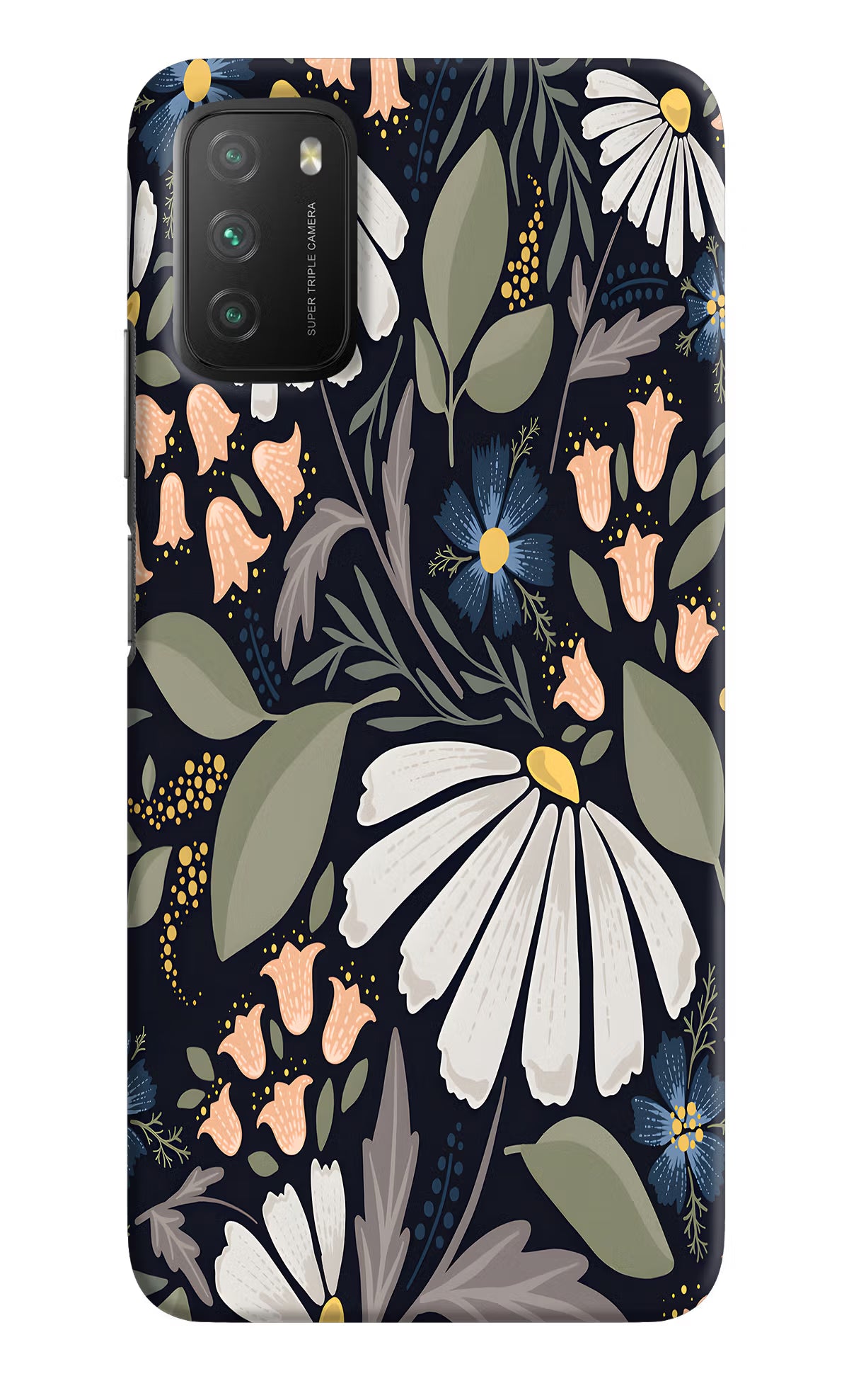 Flowers Art Poco M3 Back Cover - Flowers Art Poco M3 Hard Case Back Cover by Casekaro Flowers Art Poco M3 Hard Case Back Cover by Casekaro
