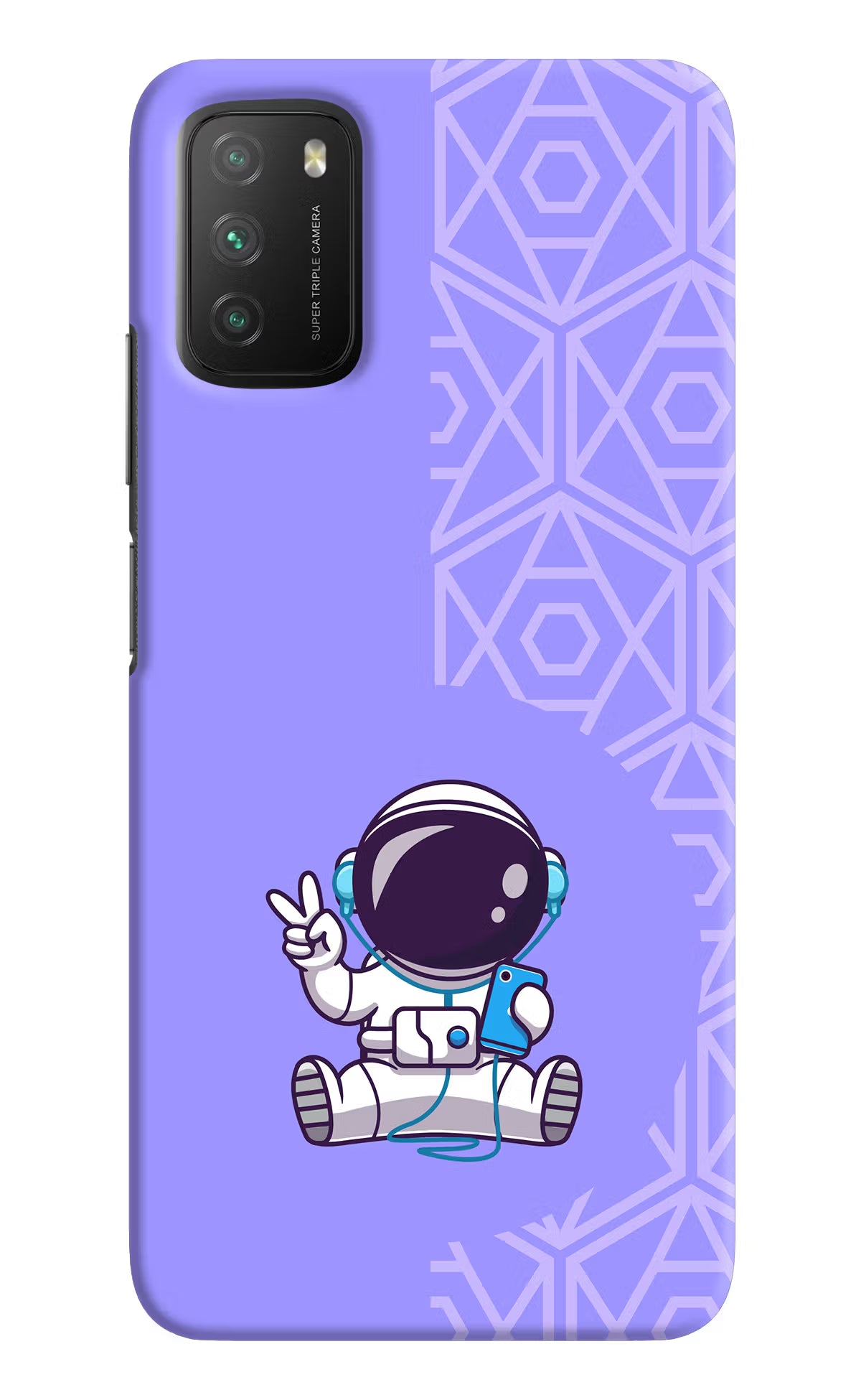 Cute Astronaut Chilling Poco M3 Back Cover - Cute Astronaut Chilling Poco M3 Hard Case Back Cover by Casekaro Cute Astronaut Chilling Poco M3 Hard Case Back Cover by Casekaro