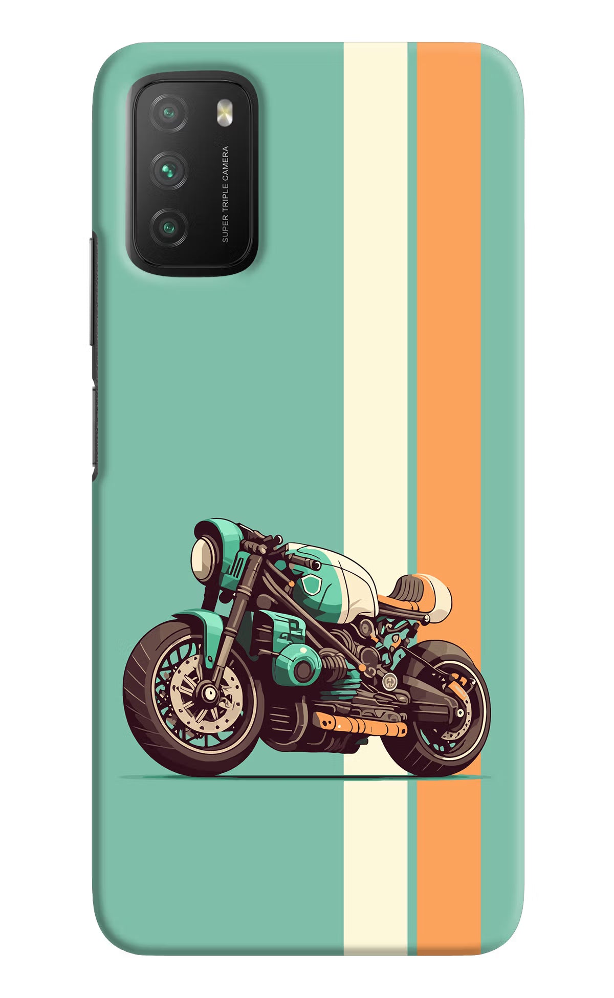 Striped Moto Drift Poco M3 Back Cover - Striped Moto Drift Poco M3 Hard Case Back Cover by Casekaro Striped Moto Drift Poco M3 Hard Case Back Cover by Casekaro
