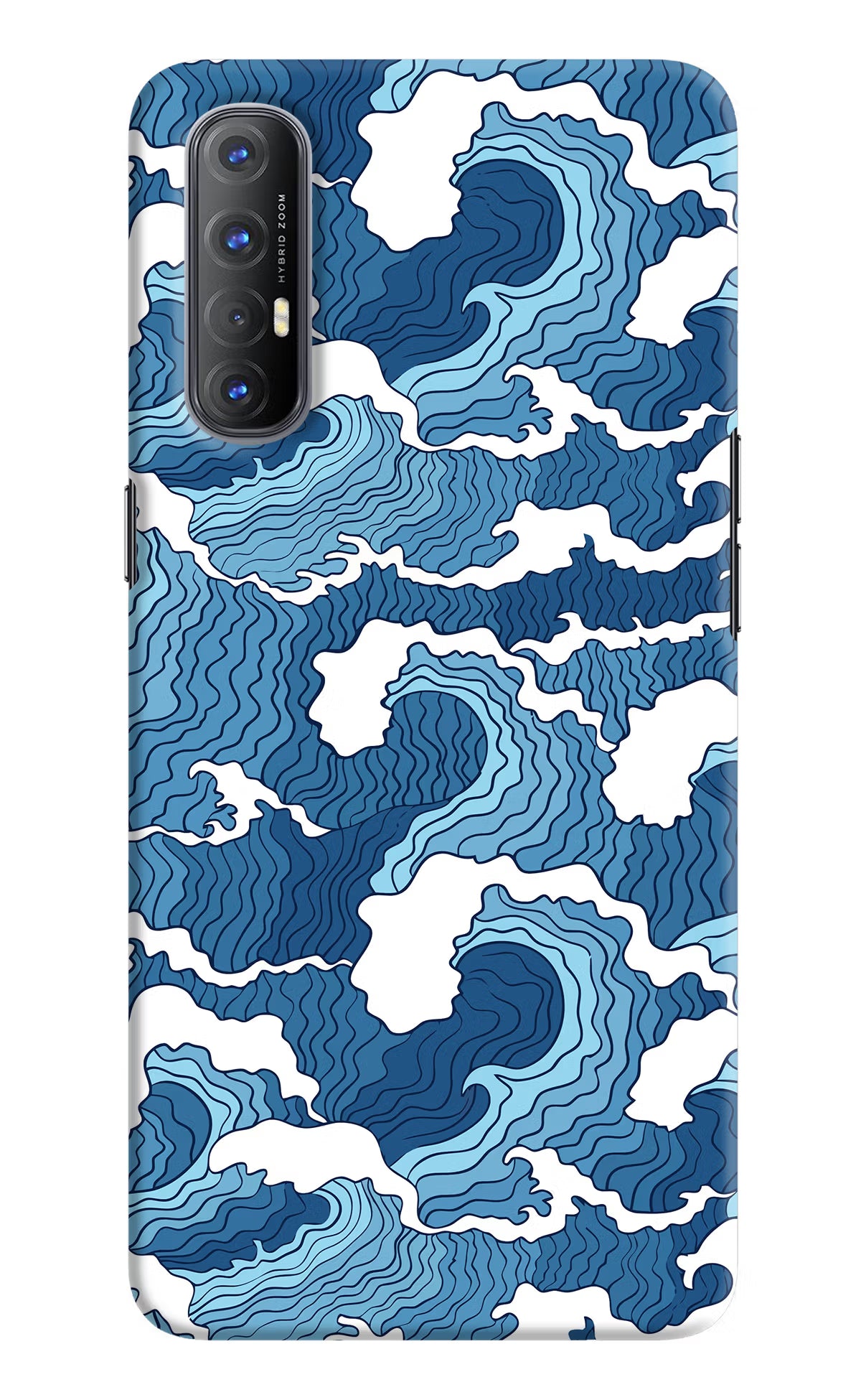 Blue Waves Oppo Reno3 Pro Back Cover - Blue Waves Oppo Reno3 Pro Hard Case Back Cover by Casekaro Blue Waves Oppo Reno3 Pro Hard Case Back Cover by Casekaro