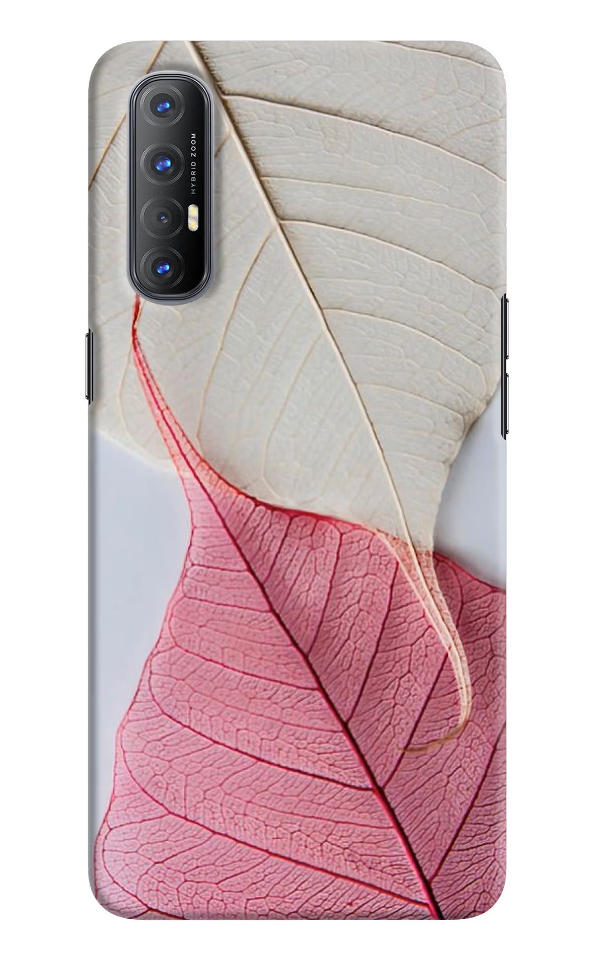 White Pink Leaf Oppo Reno3 Pro Back Cover - White Pink Leaf Oppo Reno3 Pro Hard Case Back Cover by Casekaro White Pink Leaf Oppo Reno3 Pro Hard Case Back Cover by Casekaro