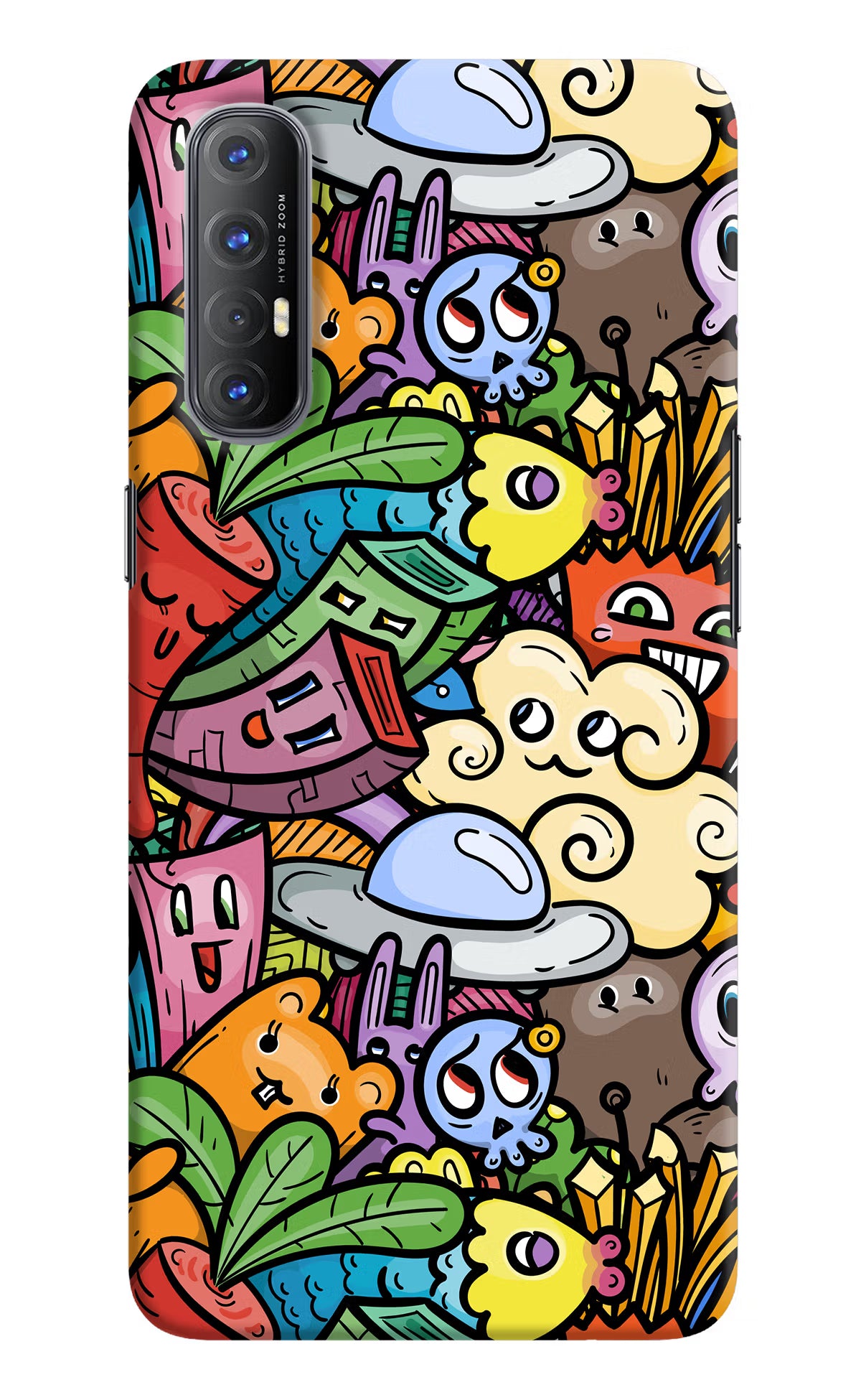 Veggie Doodle Oppo Reno3 Pro Back Cover - Veggie Doodle Oppo Reno3 Pro Hard Case Back Cover by Casekaro Veggie Doodle Oppo Reno3 Pro Hard Case Back Cover by Casekaro