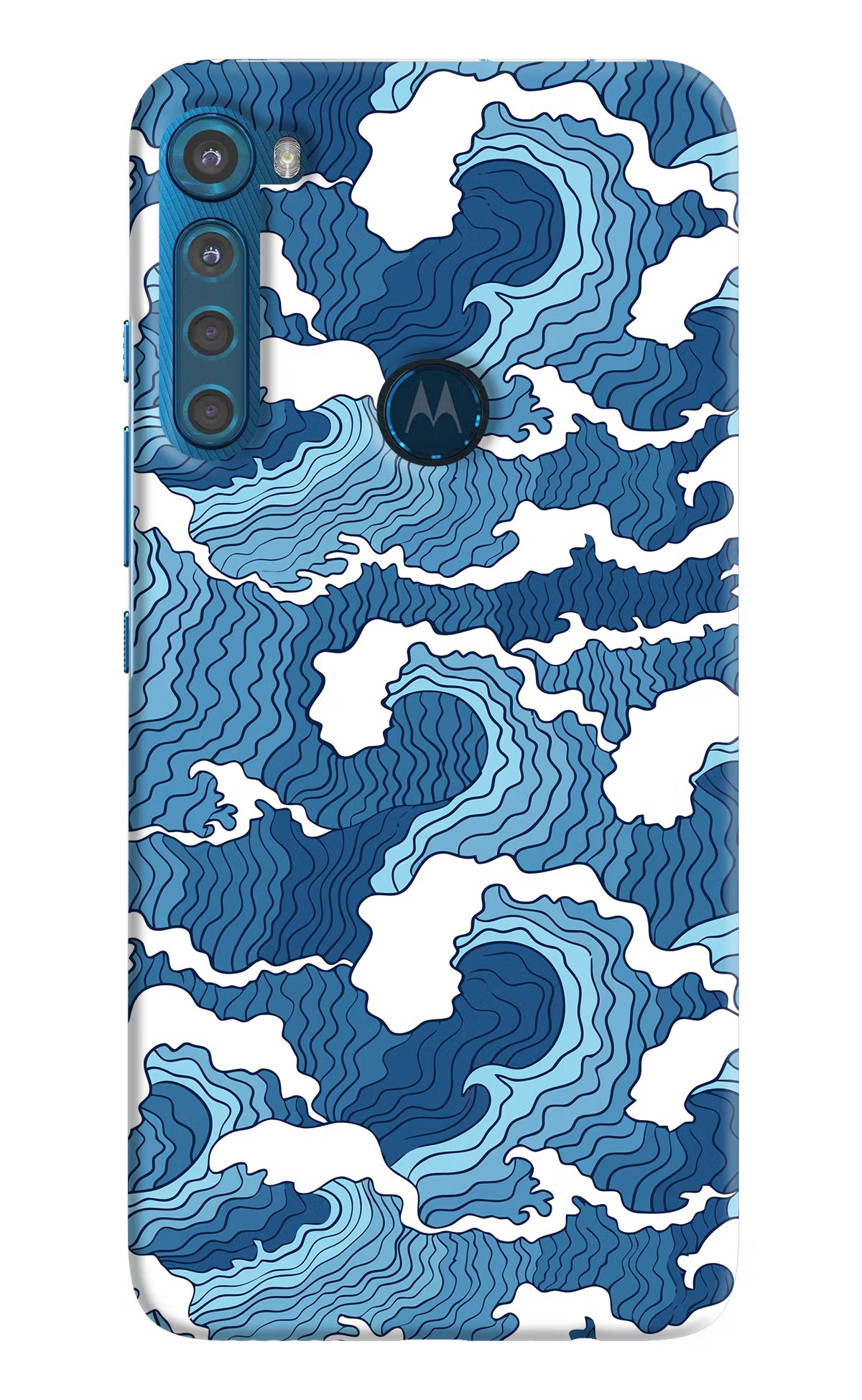 Blue Waves Motorola One Fusion Plus Back Cover - Blue Waves Motorola One Fusion Plus Hard Case Back Cover by Casekaro Blue Waves Motorola One Fusion Plus Hard Case Back Cover by Casekaro