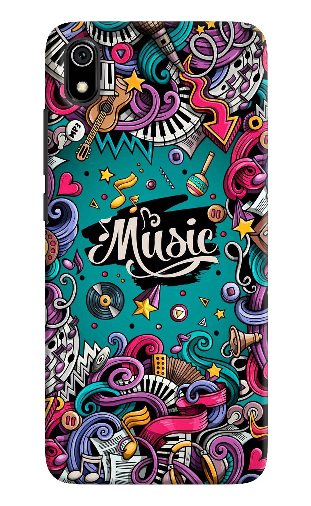 Music Graffiti Redmi 7A Back Cover - Music Graffiti Redmi 7A Hard Case Back Cover by Casekaro Music Graffiti Redmi 7A Hard Case Back Cover by Casekaro