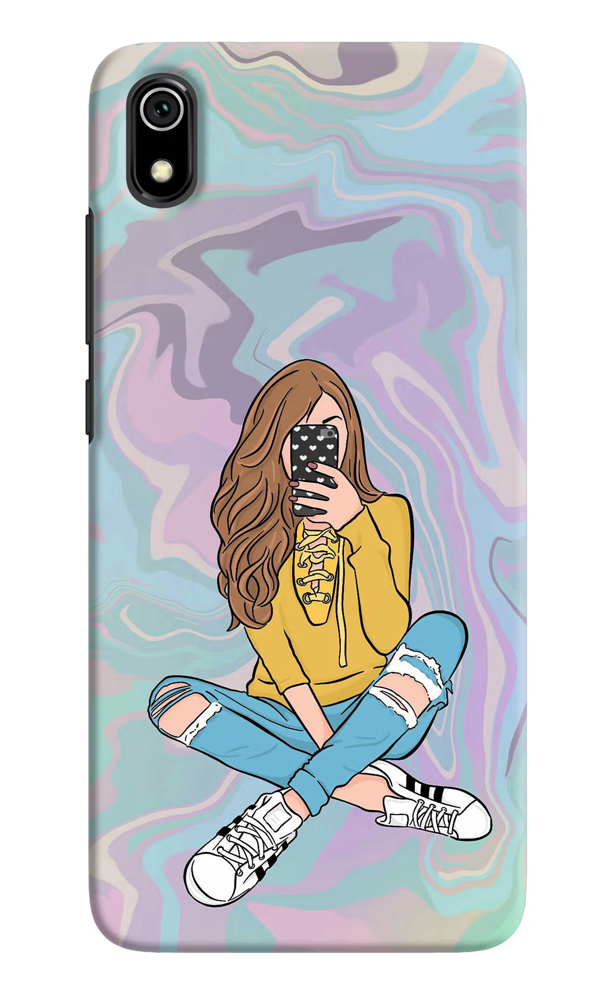 Selfie Girl Redmi 7A Back Cover - Selfie Girl Redmi 7A Hard Case Back Cover by Casekaro Selfie Girl Redmi 7A Hard Case Back Cover by Casekaro