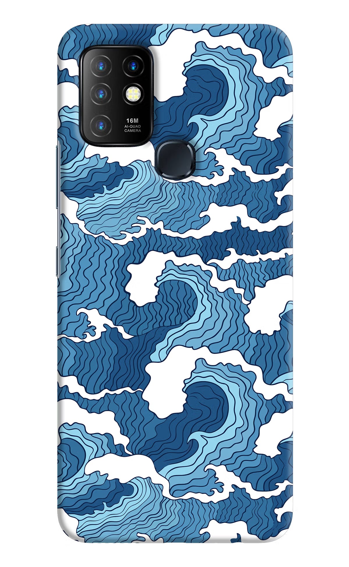 Blue Waves Infinix Hot 10 Back Cover - Blue Waves Infinix Hot 10 Hard Case Back Cover by Casekaro Blue Waves Infinix Hot 10 Hard Case Back Cover by Casekaro