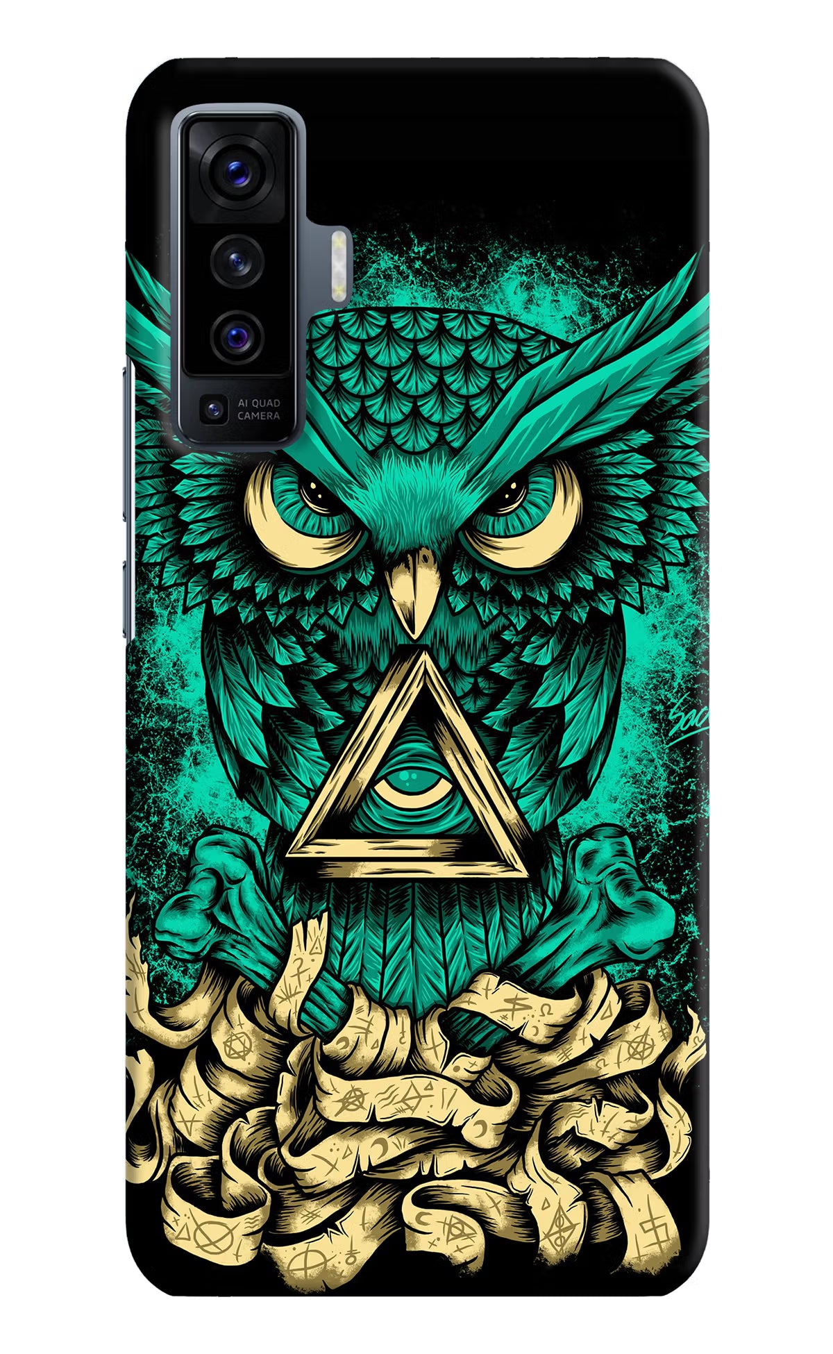 Green Owl Vivo X50 Back Cover - Green Owl Vivo X50 Hard Case Back Cover by Casekaro Green Owl Vivo X50 Hard Case Back Cover by Casekaro
