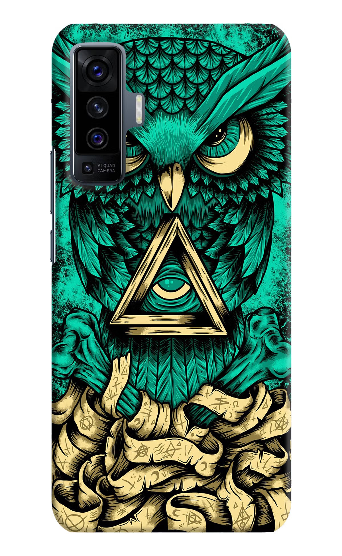 Green Owl Vivo X50 Back Cover - Green Owl Vivo X50 Hard Case Back Cover by Casekaro Green Owl Vivo X50 Hard Case Back Cover by Casekaro