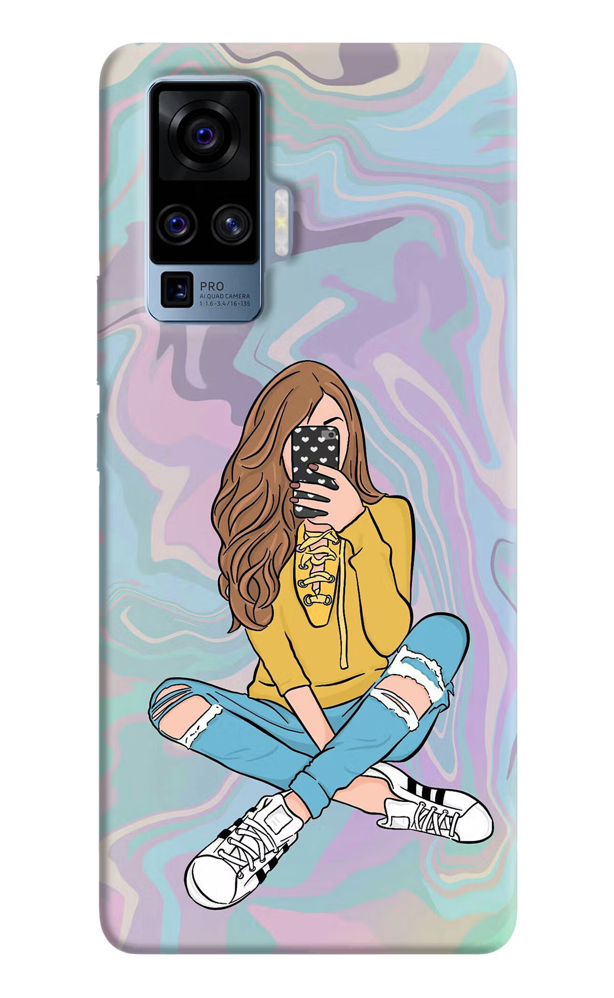 Selfie Girl Vivo X50 Pro Back Cover - Selfie Girl Vivo X50 Pro Hard Case Back Cover by Casekaro Selfie Girl Vivo X50 Pro Hard Case Back Cover by Casekaro