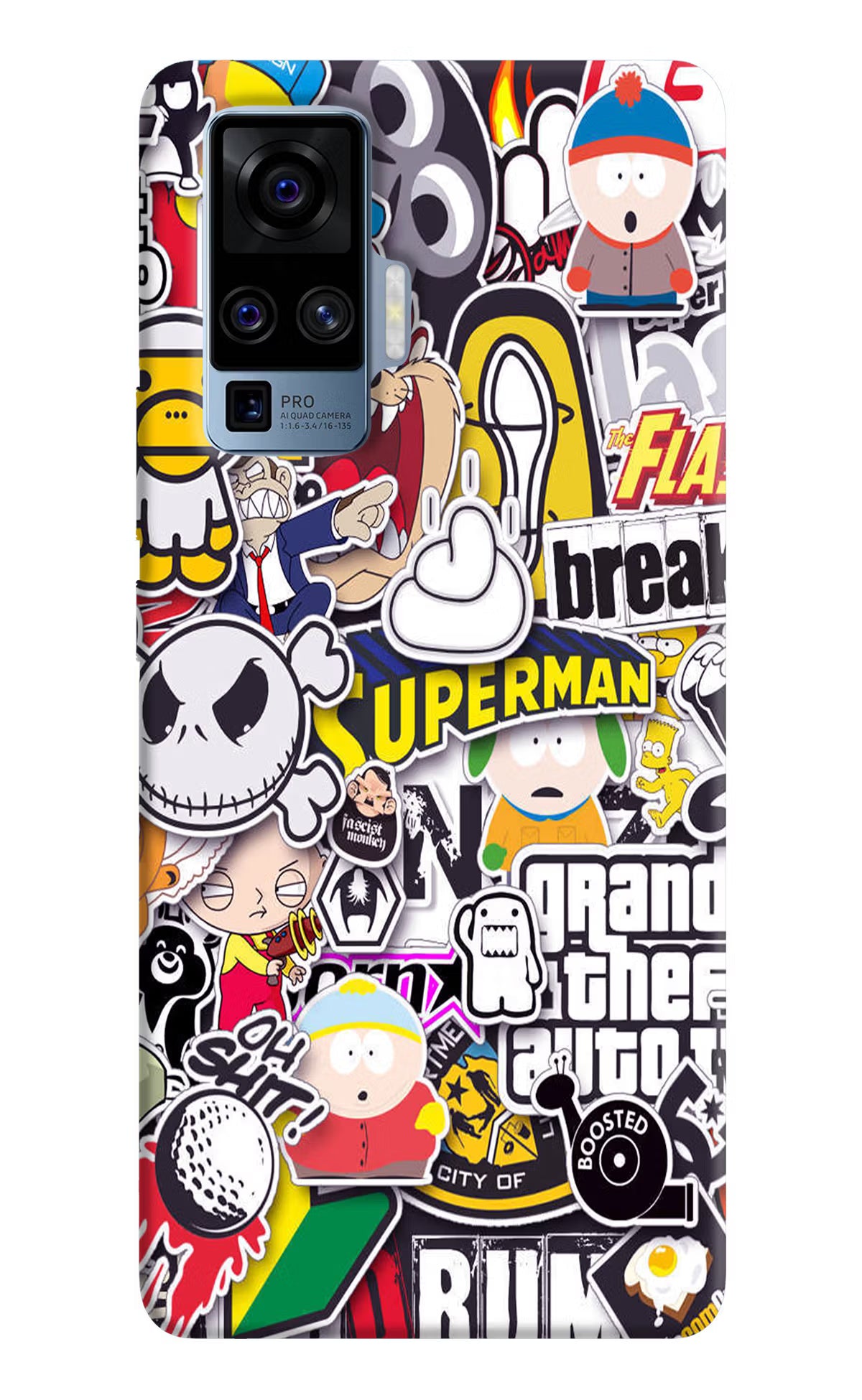 Sticker Bomb Vivo X50 Pro Back Cover - Sticker Bomb Vivo X50 Pro Hard Case Back Cover by Casekaro Sticker Bomb Vivo X50 Pro Hard Case Back Cover by Casekaro