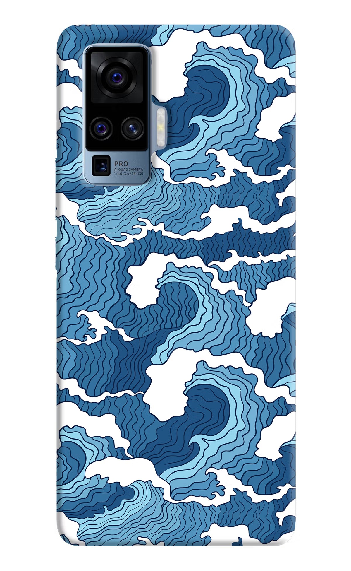 Blue Waves Vivo X50 Pro Back Cover - Blue Waves Vivo X50 Pro Hard Case Back Cover by Casekaro Blue Waves Vivo X50 Pro Hard Case Back Cover by Casekaro