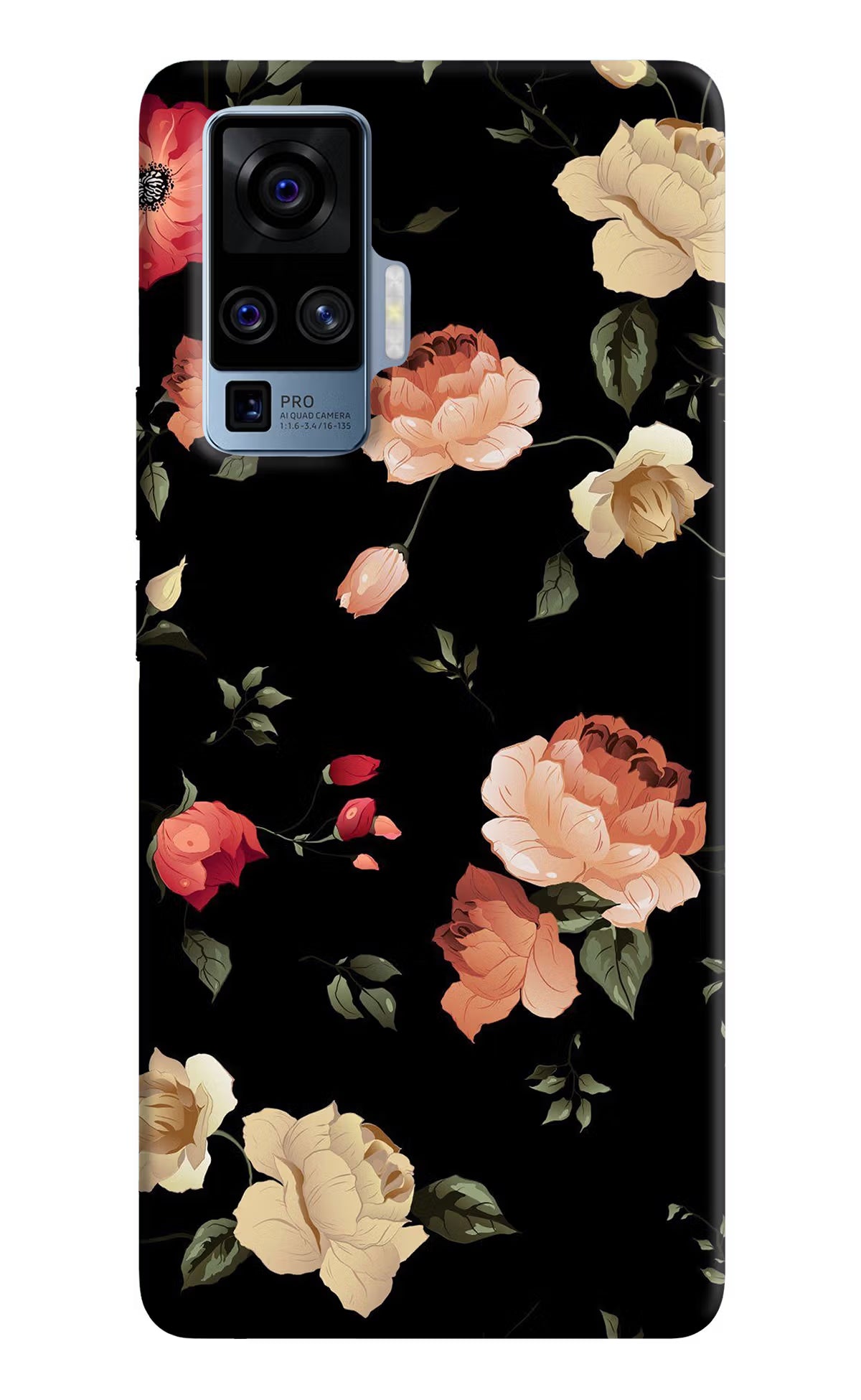 Flowers Vivo X50 Pro Back Cover - Flowers Vivo X50 Pro Hard Case Back Cover by Casekaro Flowers Vivo X50 Pro Hard Case Back Cover by Casekaro