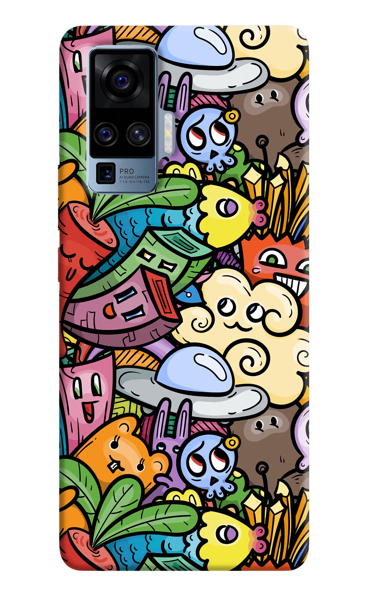 Veggie Doodle Vivo X50 Pro Back Cover - Veggie Doodle Vivo X50 Pro Hard Case Back Cover by Casekaro Veggie Doodle Vivo X50 Pro Hard Case Back Cover by Casekaro