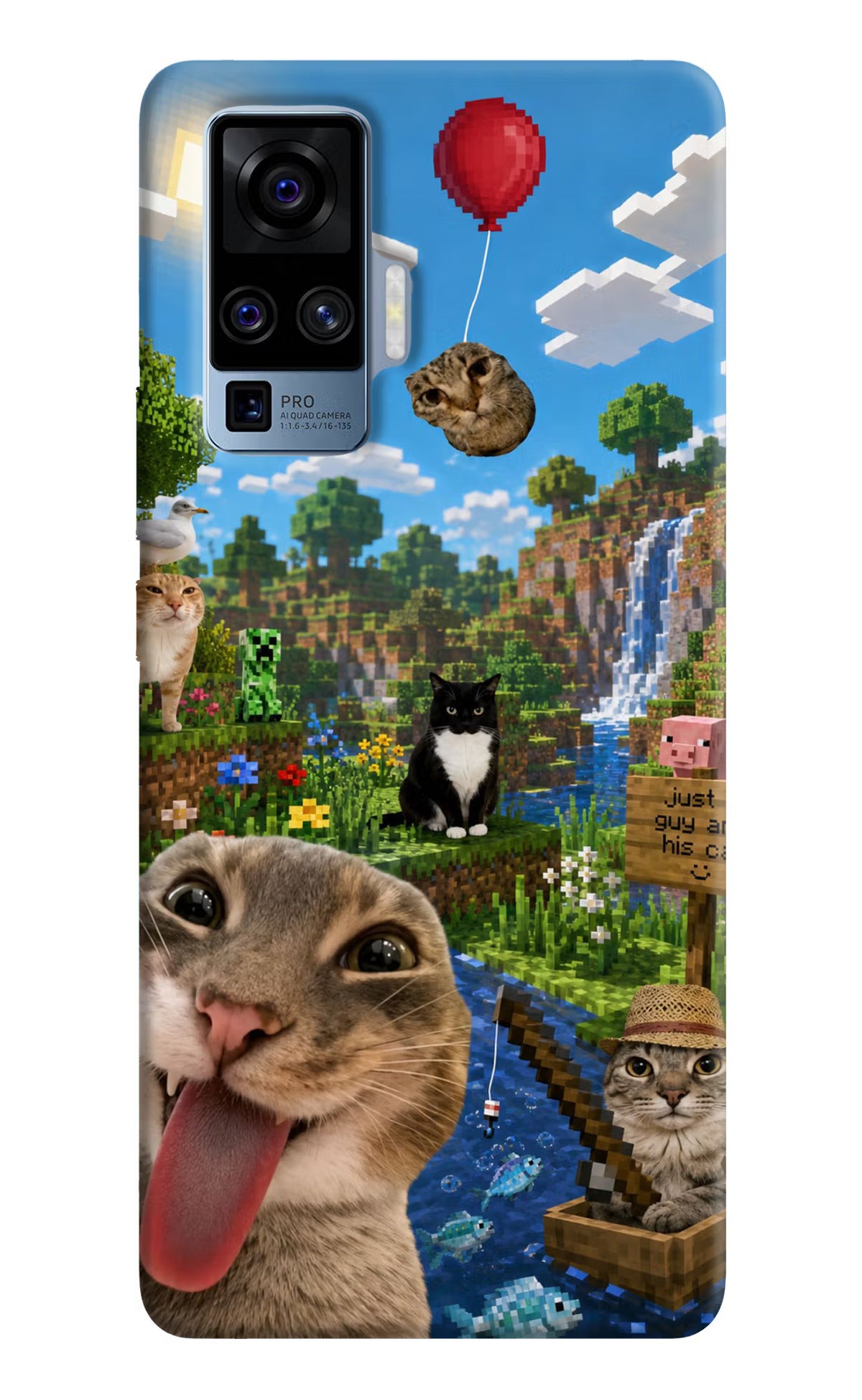 Minecraft Cat Chaos Vivo X50 Pro Back Cover - Minecraft Cat Chaos Vivo X50 Pro Back Cover Minecraft Cat Chaos Vivo X50 Pro Back Cover