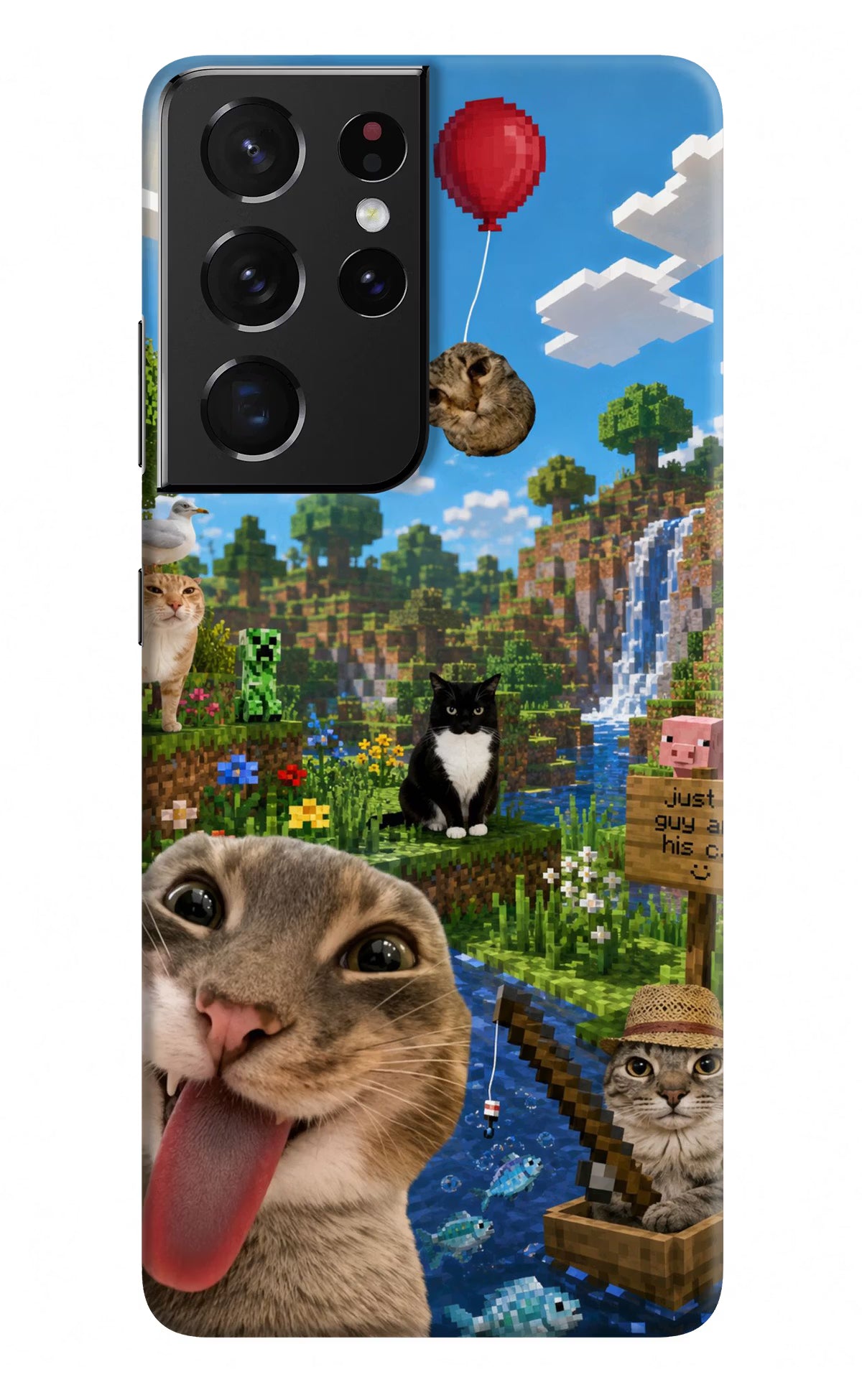 Minecraft Cat Chaos Samsung S21 Ultra Back Cover - Minecraft Cat Chaos Samsung S21 Ultra Back Cover Minecraft Cat Chaos Samsung S21 Ultra Back Cover