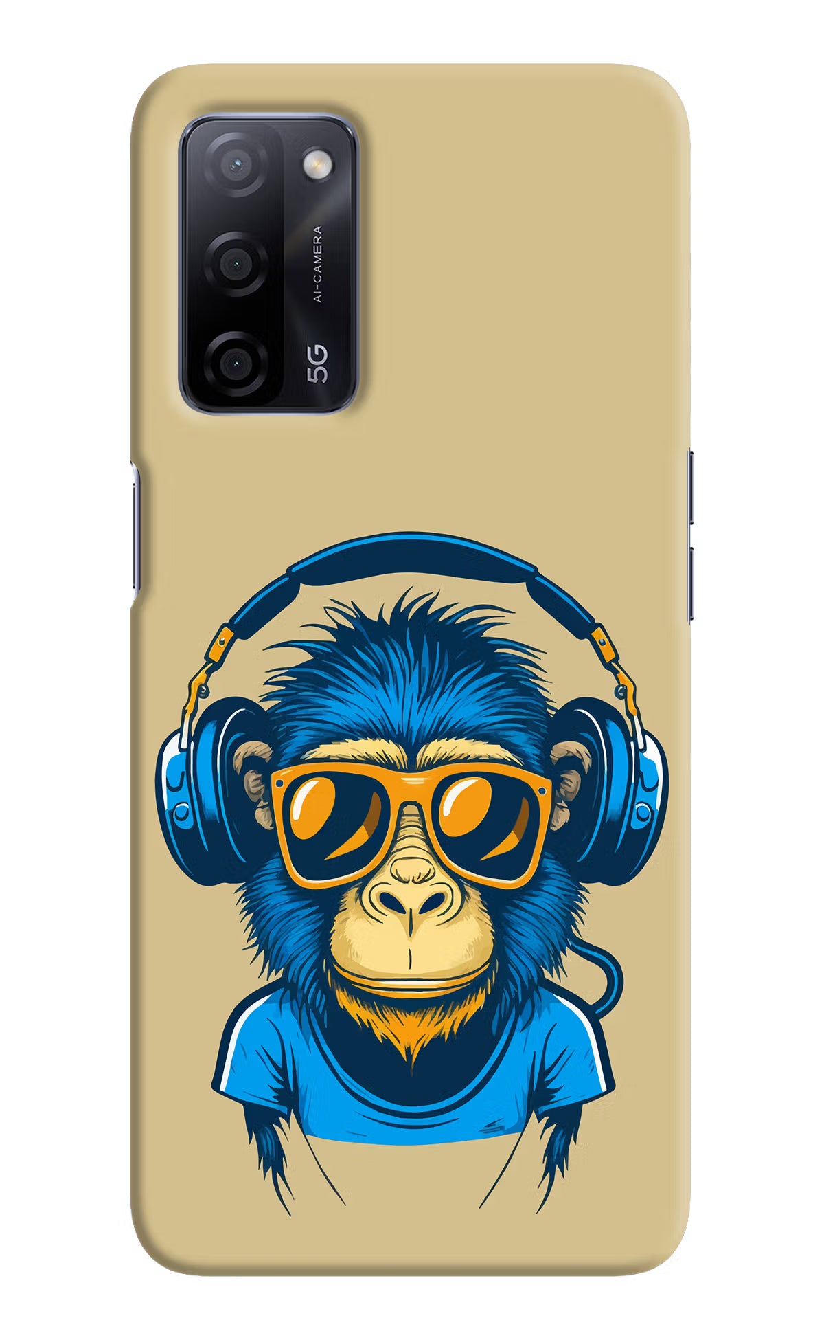 Monkey Headphone Oppo A53s 5G Back Cover - Monkey Headphone Oppo A53s 5G Hard Case Back Cover by Casekaro Monkey Headphone Oppo A53s 5G Hard Case Back Cover by Casekaro