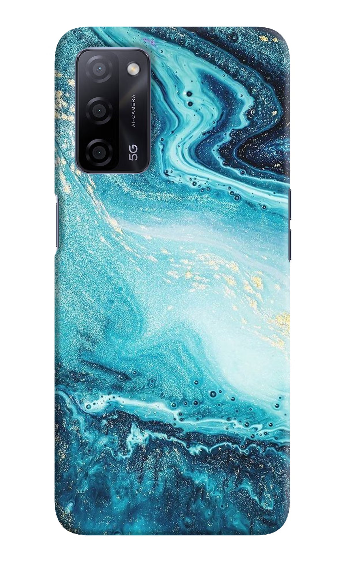 Blue Glitter Marble Oppo A53s 5G Back Cover - Blue Glitter Marble Oppo A53s 5G Hard Case Back Cover by Casekaro Blue Glitter Marble Oppo A53s 5G Hard Case Back Cover by Casekaro