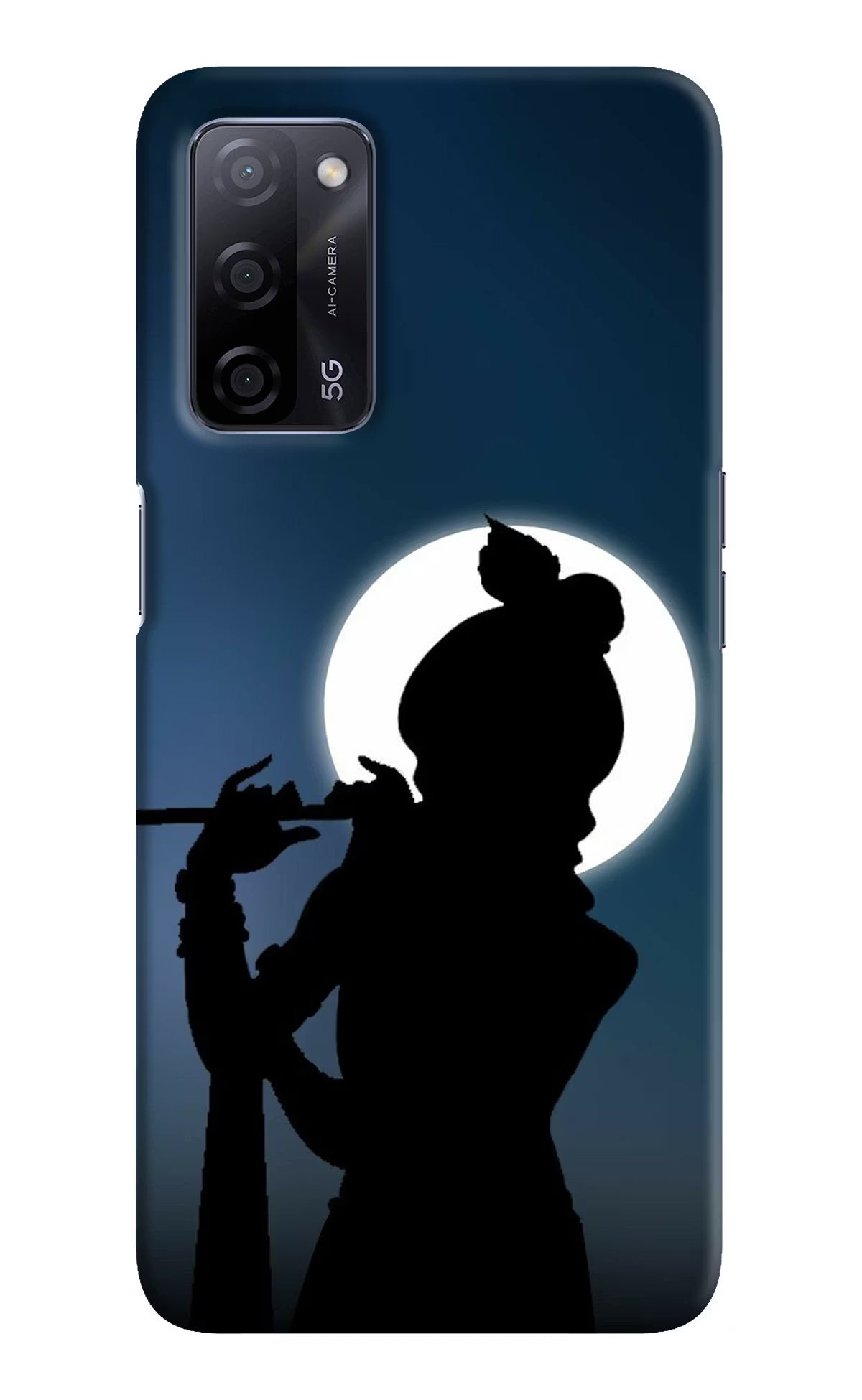 Shri Krishna Silhouette Oppo A53s 5G Back Cover - Shri Krishna Silhouette Oppo A53s 5G Hard Case Back Cover by Casekaro Shri Krishna Silhouette Oppo A53s 5G Hard Case Back Cover by Casekaro