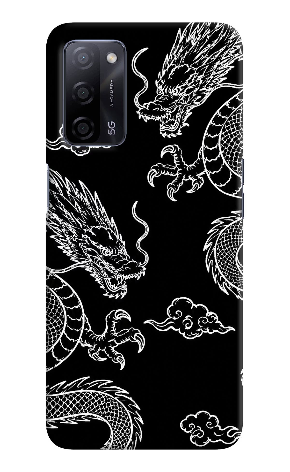 Twin Dragons Oppo A53s 5G Back Cover - Twin Dragons Oppo A53s 5G Hard Case Back Cover by Casekaro Twin Dragons Oppo A53s 5G Hard Case Back Cover by Casekaro