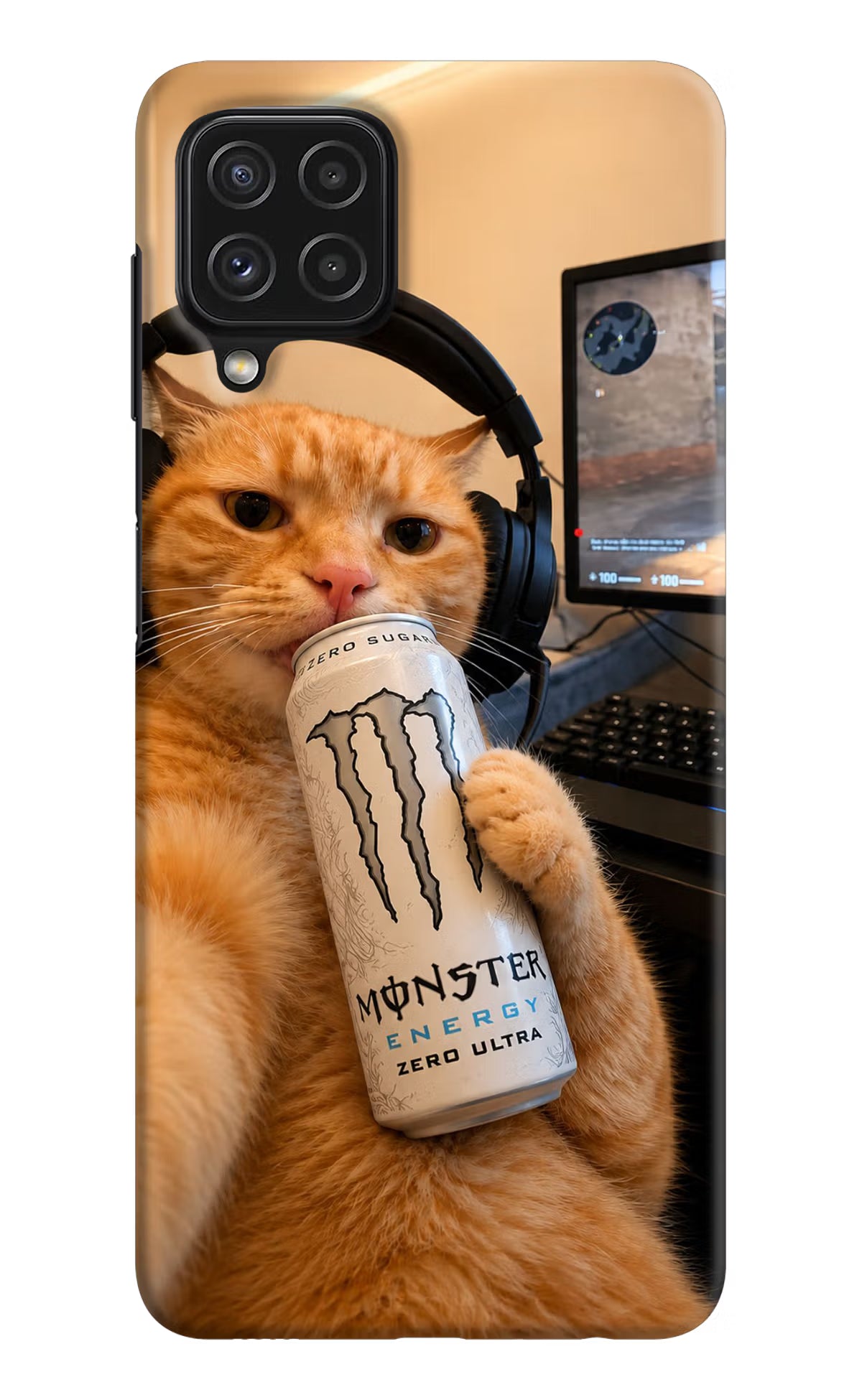 Gamer Cat Energy Samsung M32 Back Cover - Gamer Cat Energy Samsung M32 Back Cover Gamer Cat Energy Samsung M32 Back Cover