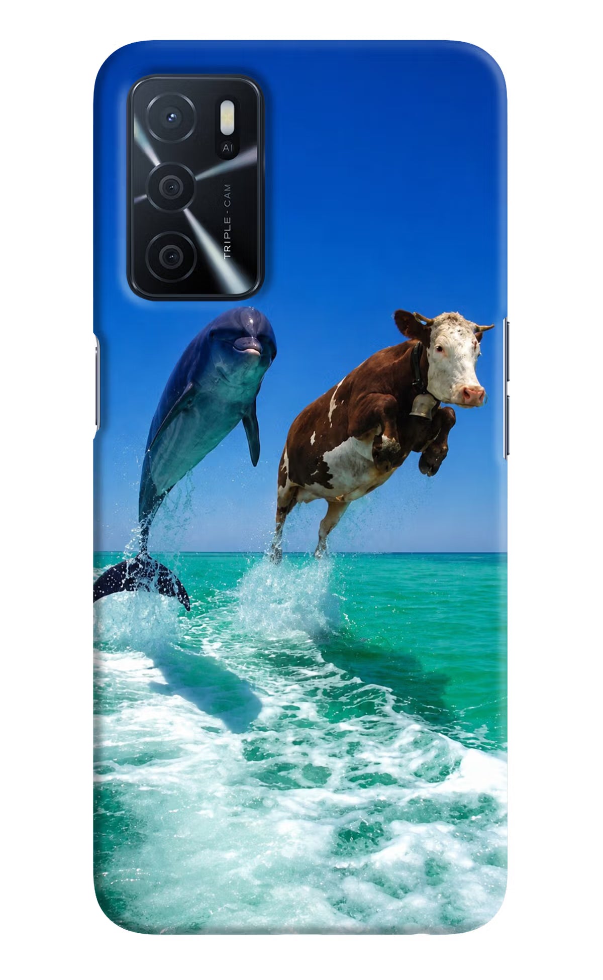 Dolphin vs Cow Oppo A16 Back Cover - Dolphin vs Cow Oppo A16 Back Cover Dolphin vs Cow Oppo A16 Back Cover