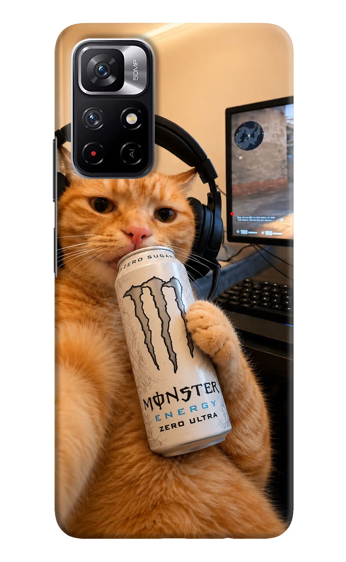 Gamer Cat Energy Redmi Note 11T 5G Back Cover - Gamer Cat Energy Redmi Note 11T 5G Back Cover Gamer Cat Energy Redmi Note 11T 5G Back Cover