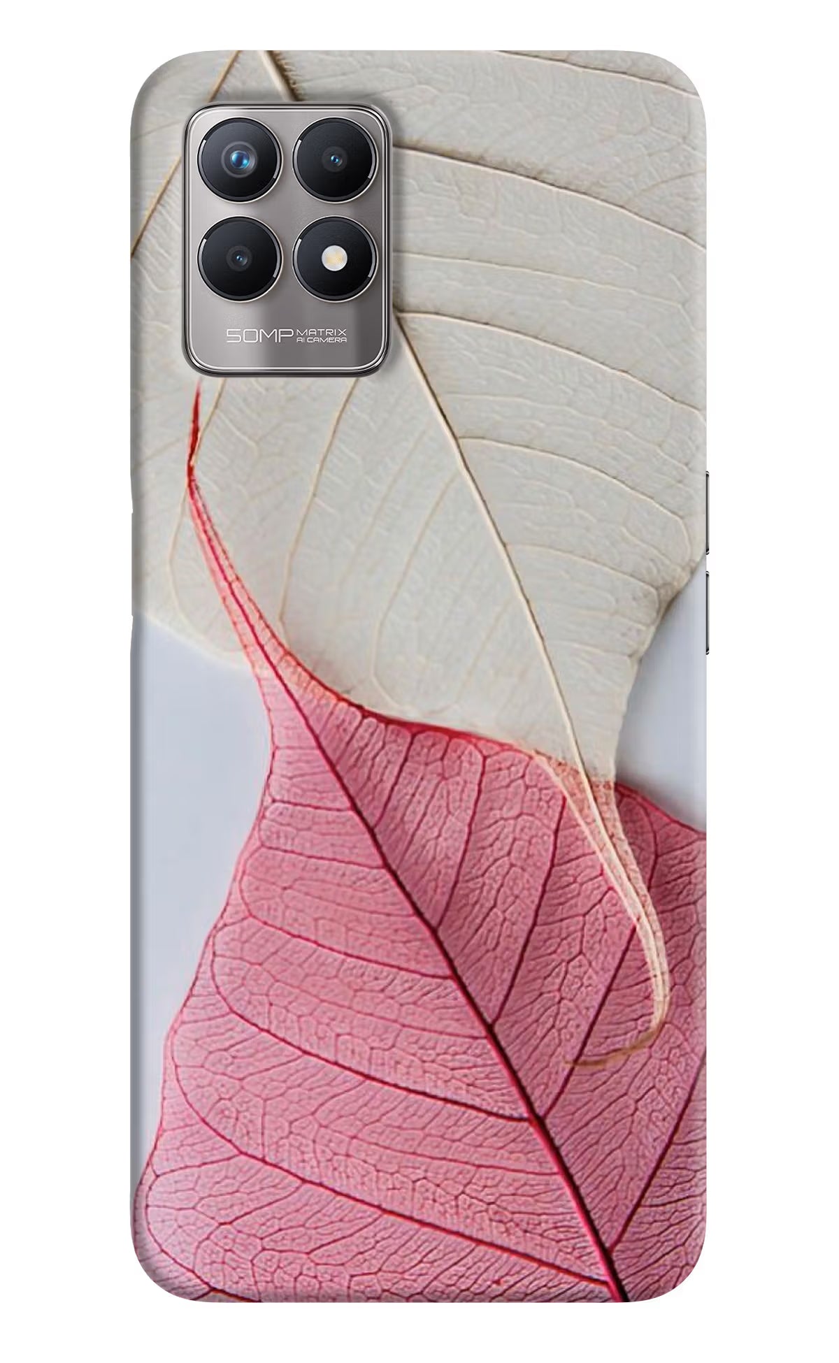White Pink Leaf Realme 8i Back Cover - White Pink Leaf Realme 8i Back Cover White Pink Leaf Realme 8i Back Cover