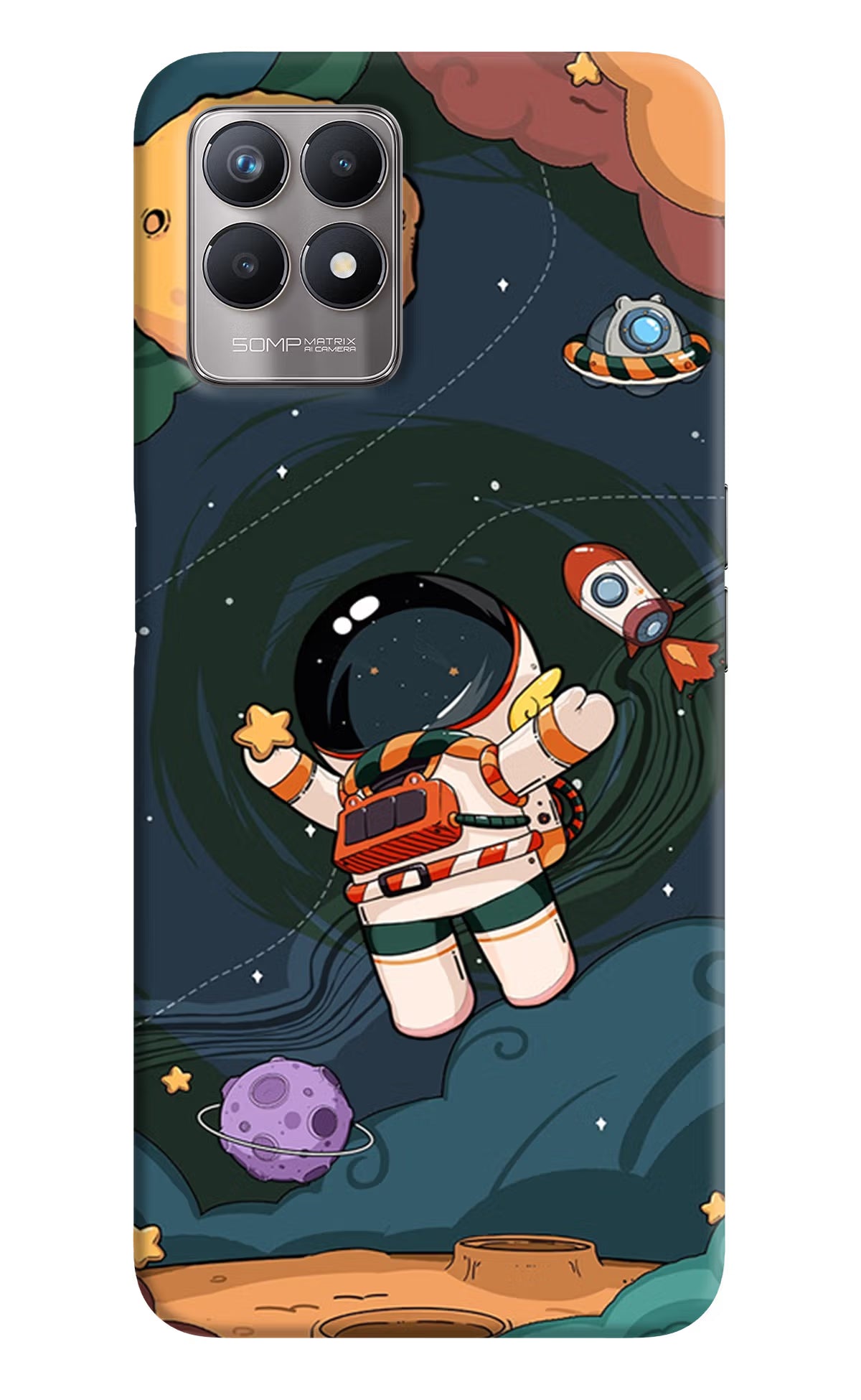 Cartoon Astronaut Realme 8i Back Cover - Cartoon Astronaut Realme 8i Back Cover Cartoon Astronaut Realme 8i Back Cover