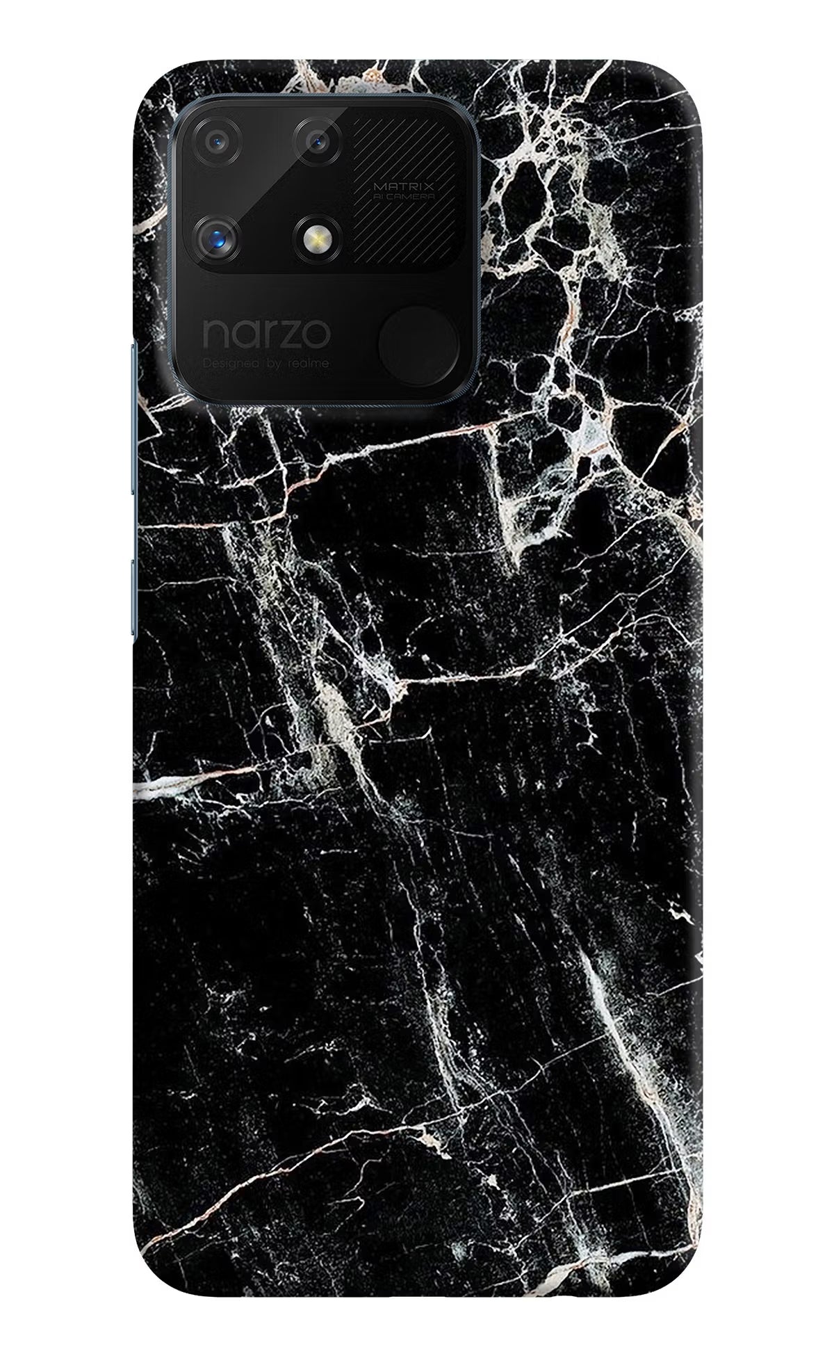 Black Marble Texture Realme Narzo 50A Hard Case Back Cover by Casekaro