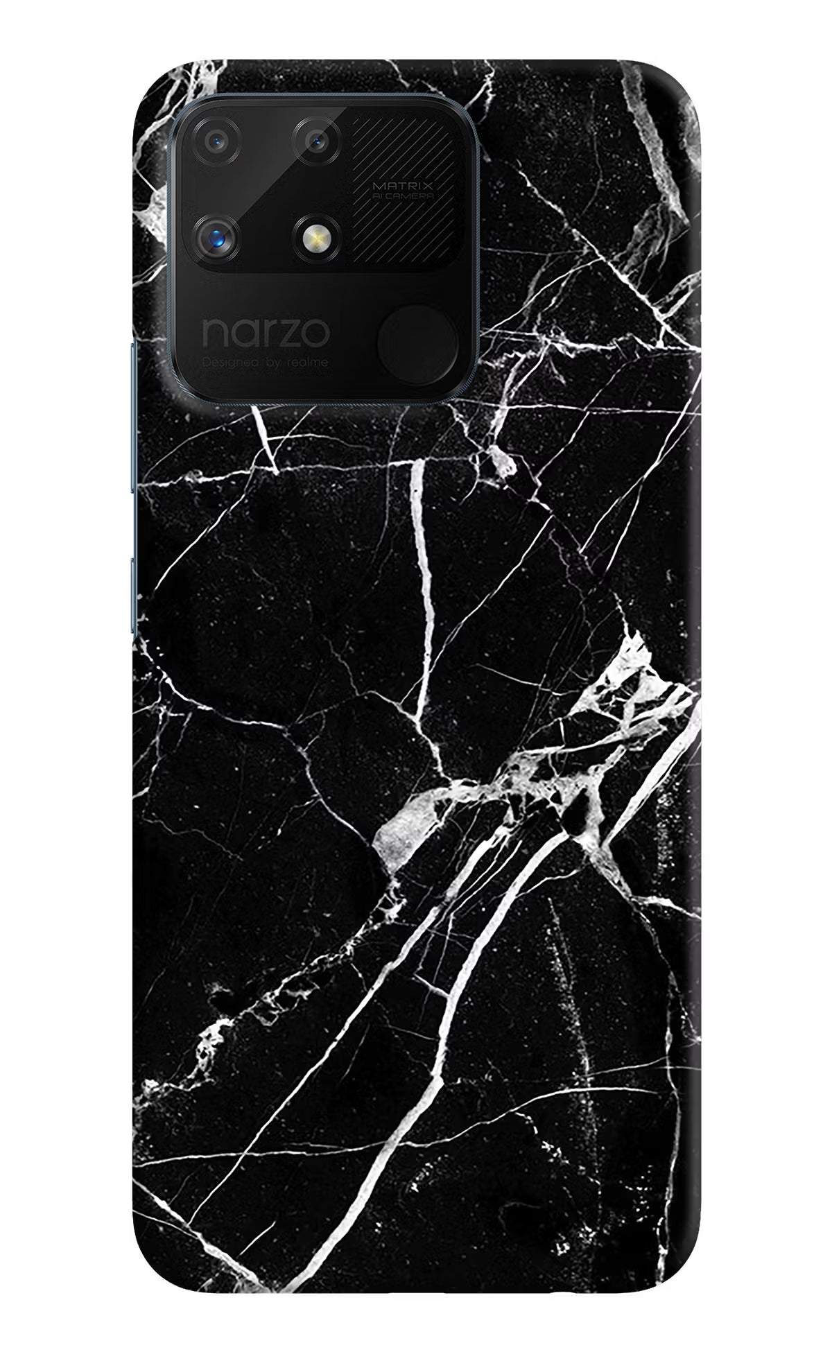 Black Marble Pattern Realme Narzo 50A Back Cover - Black Marble Pattern Realme Narzo 50A Hard Case Back Cover by Casekaro Black Marble Pattern Realme Narzo 50A Hard Case Back Cover by Casekaro