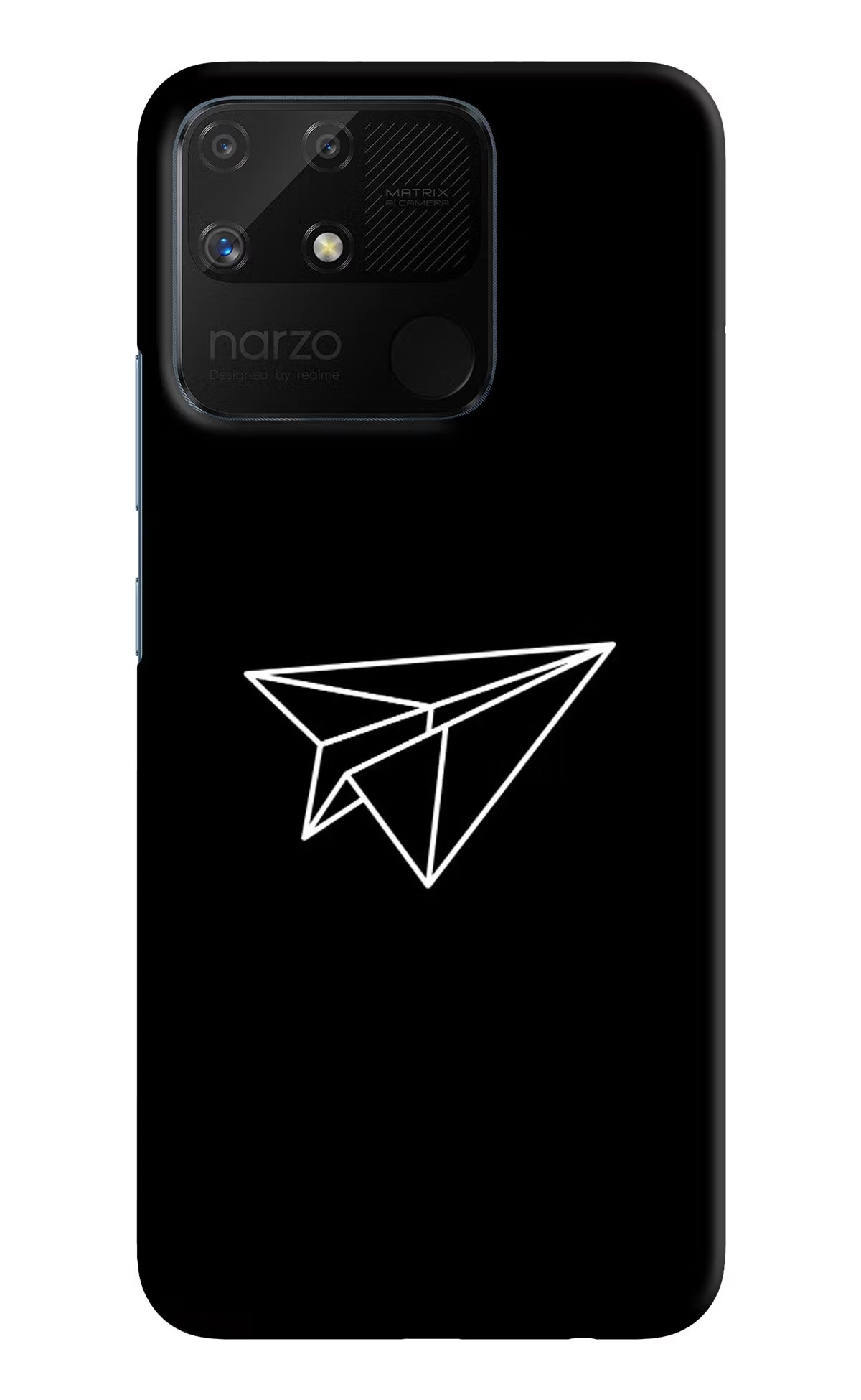Paper Plane White Realme Narzo 50A Back Cover - Paper Plane White Realme Narzo 50A Hard Case Back Cover by Casekaro Paper Plane White Realme Narzo 50A Hard Case Back Cover by Casekaro