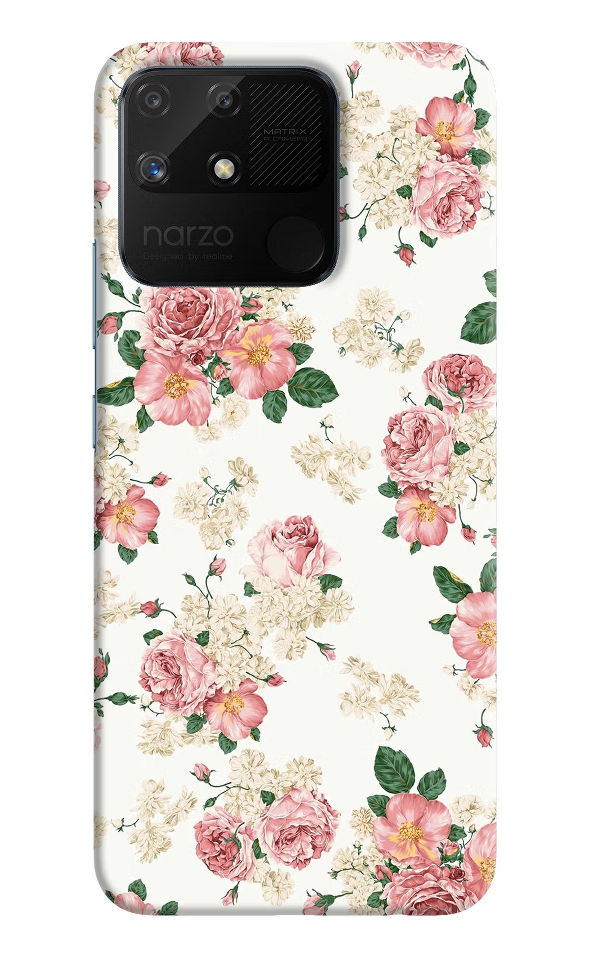 Flowers Realme Narzo 50A Back Cover - Flowers Realme Narzo 50A Hard Case Back Cover by Casekaro Flowers Realme Narzo 50A Hard Case Back Cover by Casekaro