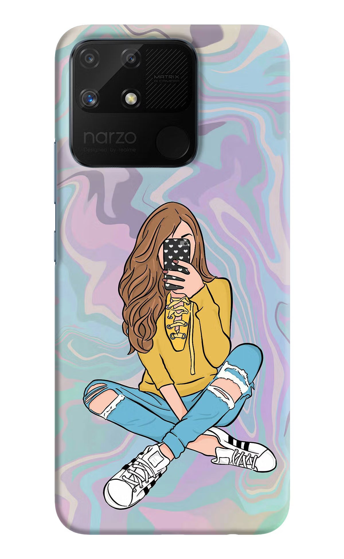 Selfie Girl Realme Narzo 50A Hard Case Back Cover by Casekaro