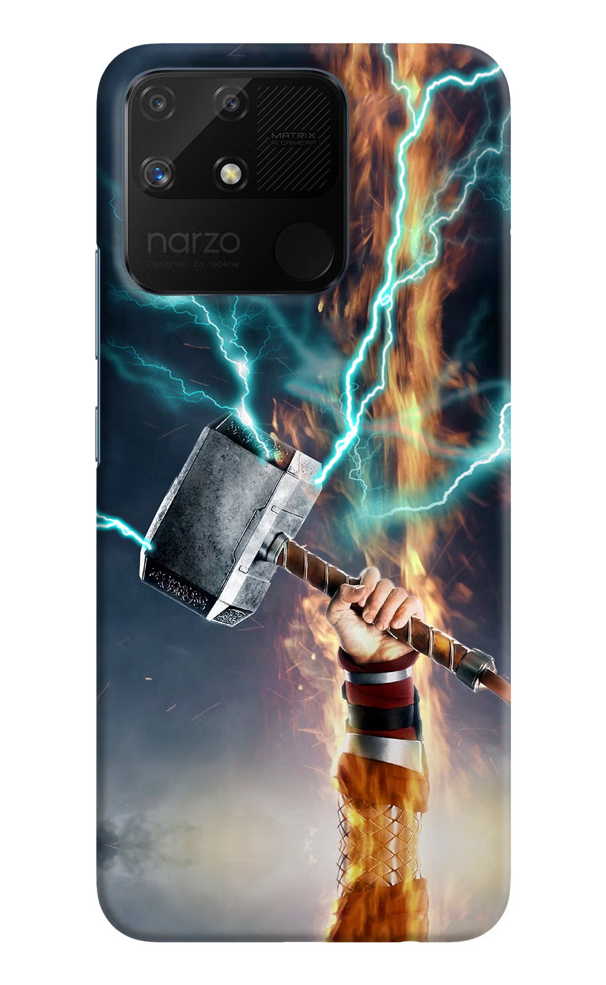 Thor Hammer Mjolnir Realme Narzo 50A Back Cover - Thor Hammer Mjolnir Realme Narzo 50A Hard Case Back Cover by Casekaro Thor Hammer Mjolnir Realme Narzo 50A Hard Case Back Cover by Casekaro