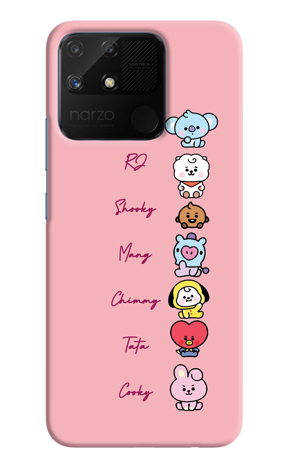 BTS names Realme Narzo 50A Back Cover - BTS names Realme Narzo 50A Hard Case Back Cover by Casekaro BTS names Realme Narzo 50A Hard Case Back Cover by Casekaro