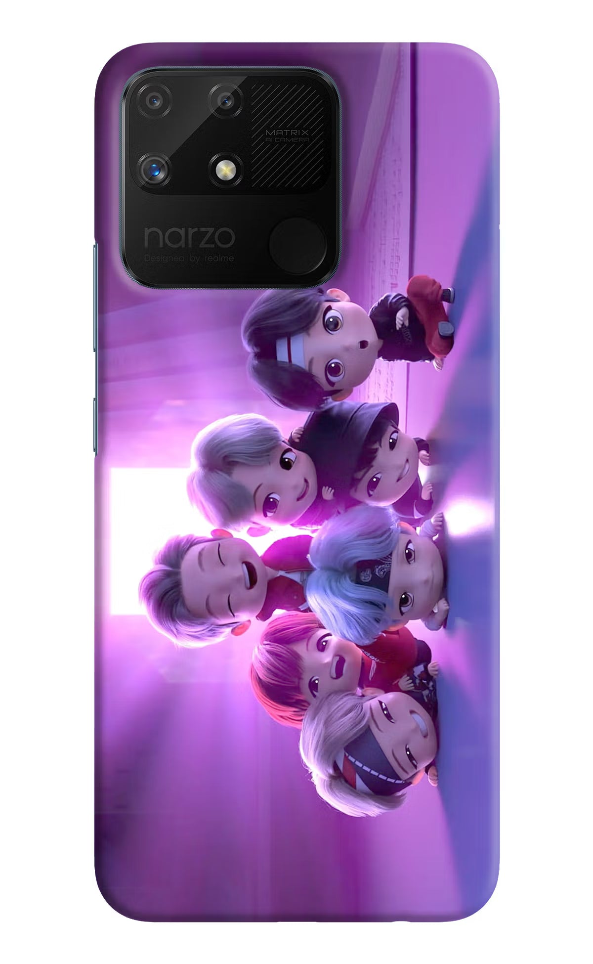 BTS Chibi Realme Narzo 50A Back Cover - BTS Chibi Realme Narzo 50A Hard Case Back Cover by Casekaro BTS Chibi Realme Narzo 50A Hard Case Back Cover by Casekaro