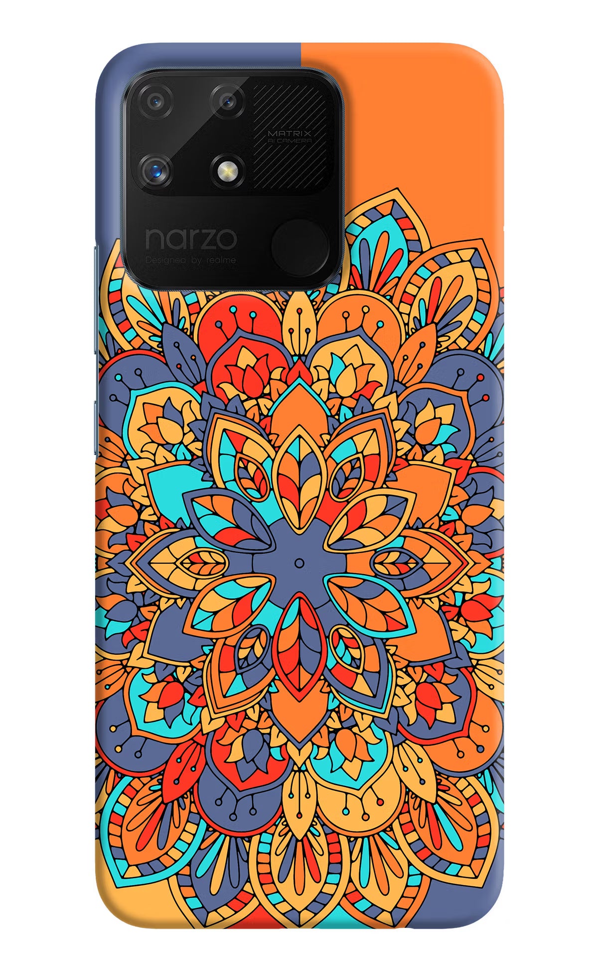 Color Mandala Realme Narzo 50A Hard Case Back Cover by Casekaro