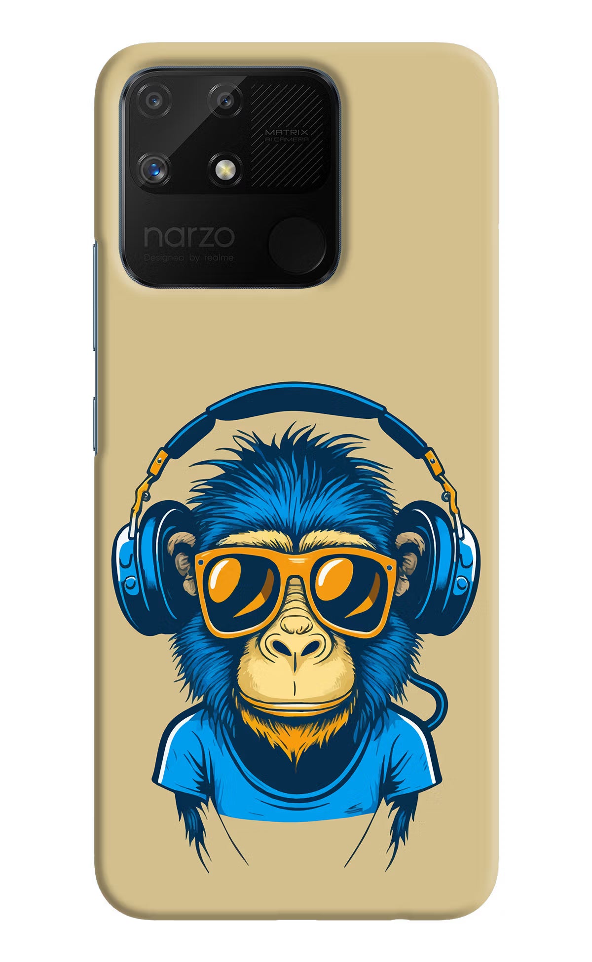 Monkey Headphone Realme Narzo 50A Back Cover - Monkey Headphone Realme Narzo 50A Hard Case Back Cover by Casekaro Monkey Headphone Realme Narzo 50A Hard Case Back Cover by Casekaro