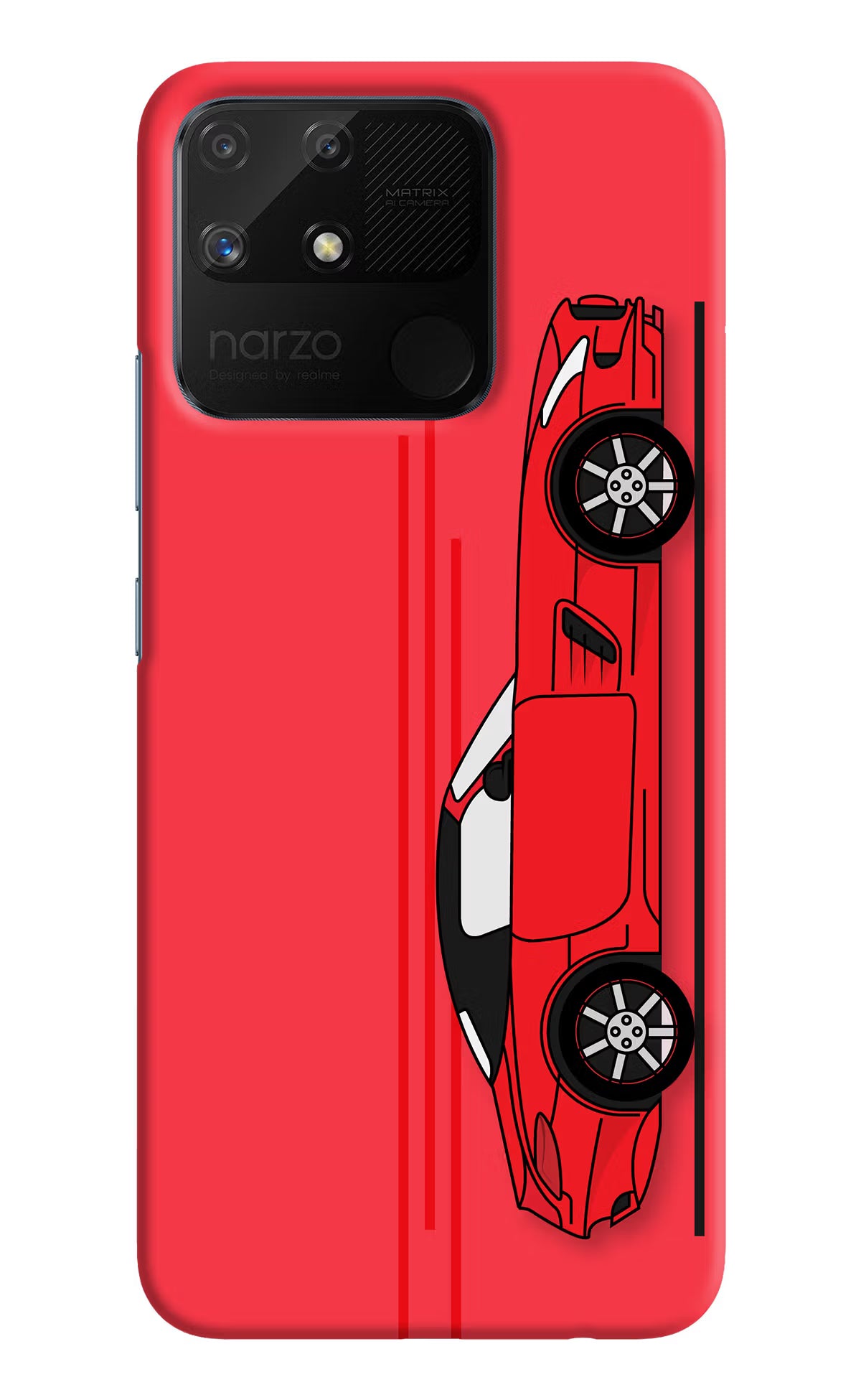 Red Velocity Realme Narzo 50A Back Cover - Red Velocity Realme Narzo 50A Hard Case Back Cover by Casekaro Red Velocity Realme Narzo 50A Hard Case Back Cover by Casekaro