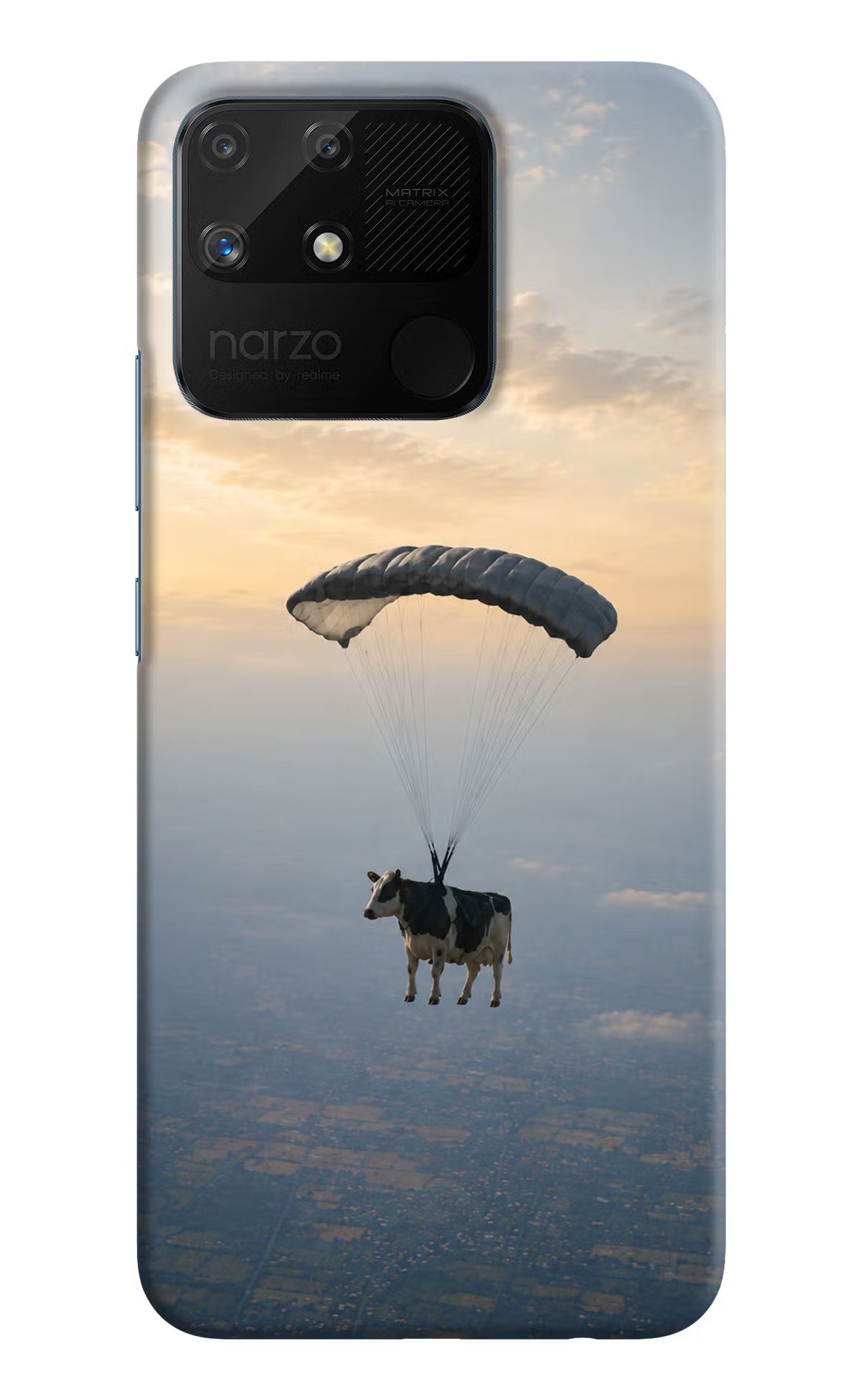 Skydiving Cow Realme Narzo 50A Back Cover - Skydiving Cow Realme Narzo 50A Back Cover Skydiving Cow Realme Narzo 50A Back Cover