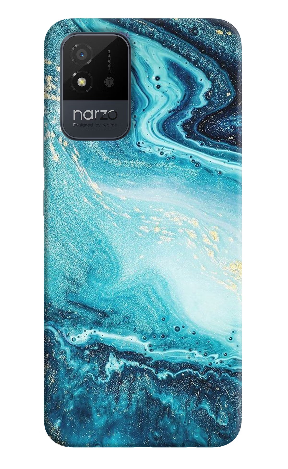 Blue Glitter Marble Realme Narzo 50i Back Cover - Blue Glitter Marble Realme Narzo 50i Back Cover Blue Glitter Marble Realme Narzo 50i Back Cover